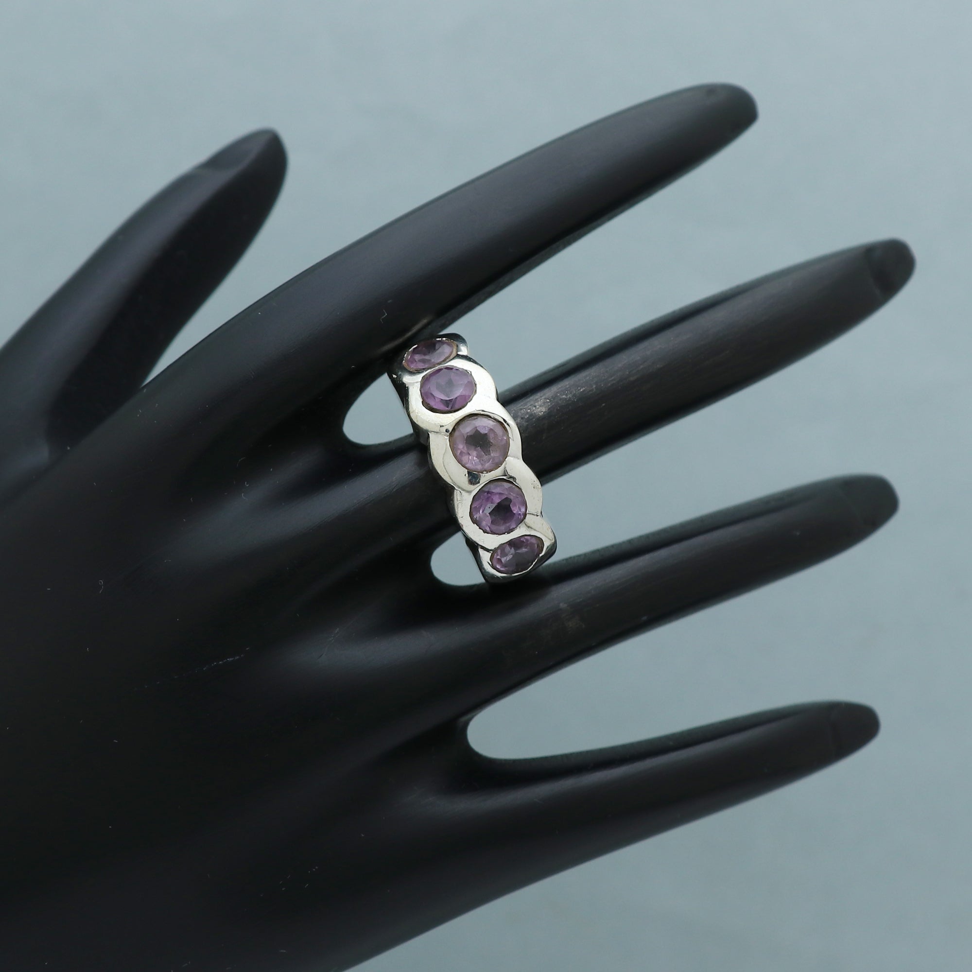 Silver Gemstone Band