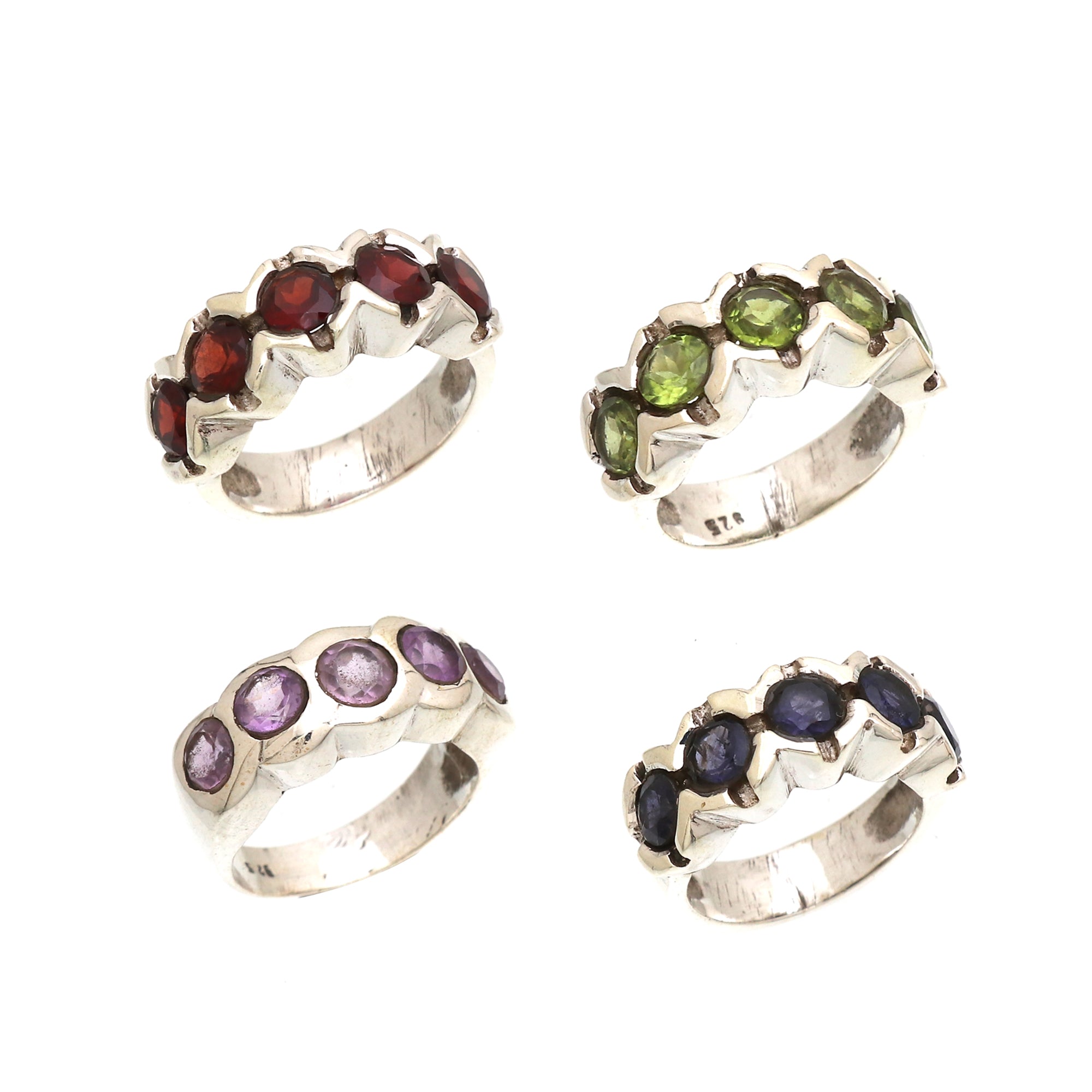 Silver Gemstone Band