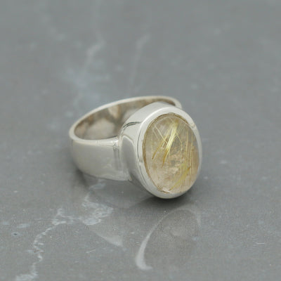 Classic Oval Golden Rutile Ring