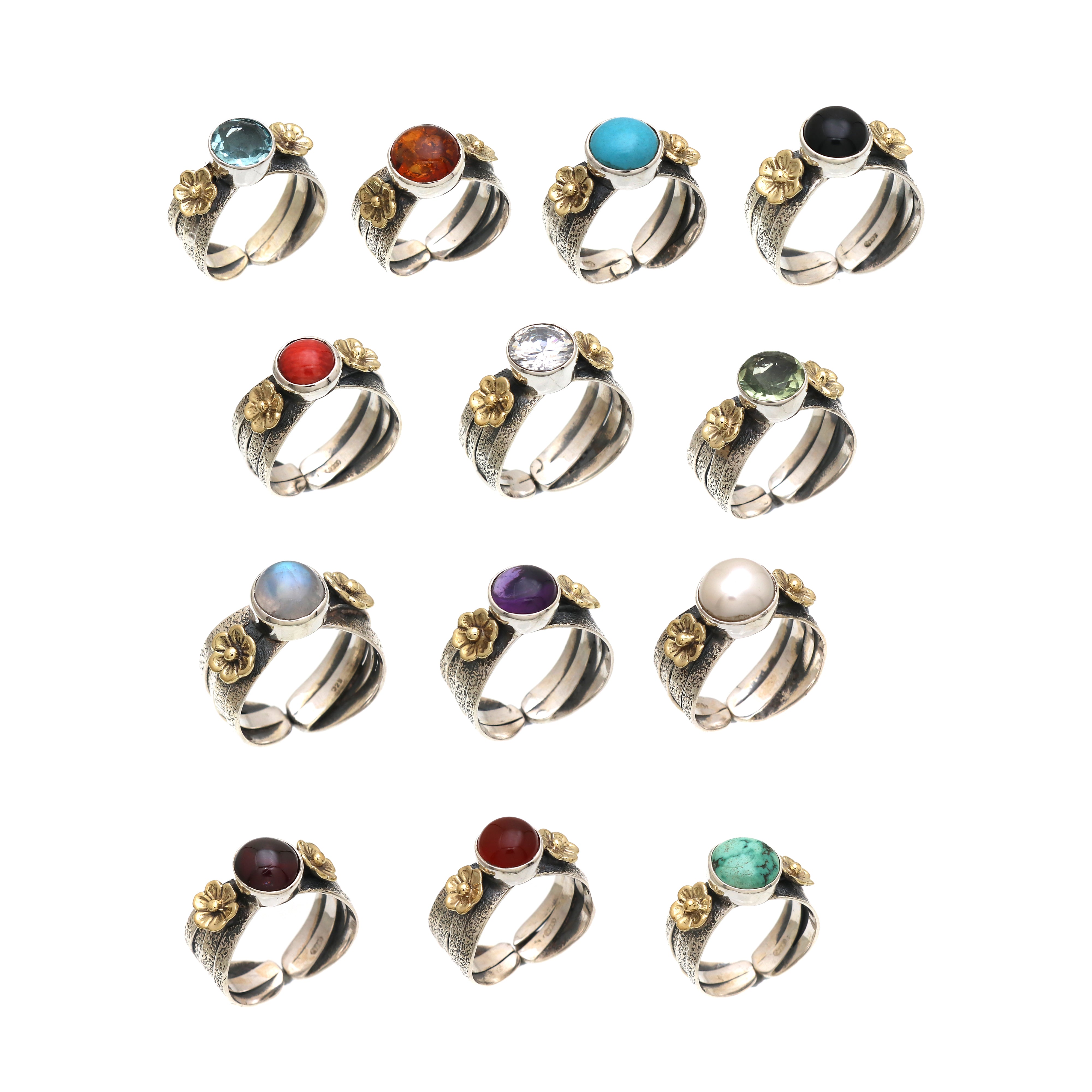 Semi Precious Gemstone Gold Plated Ring