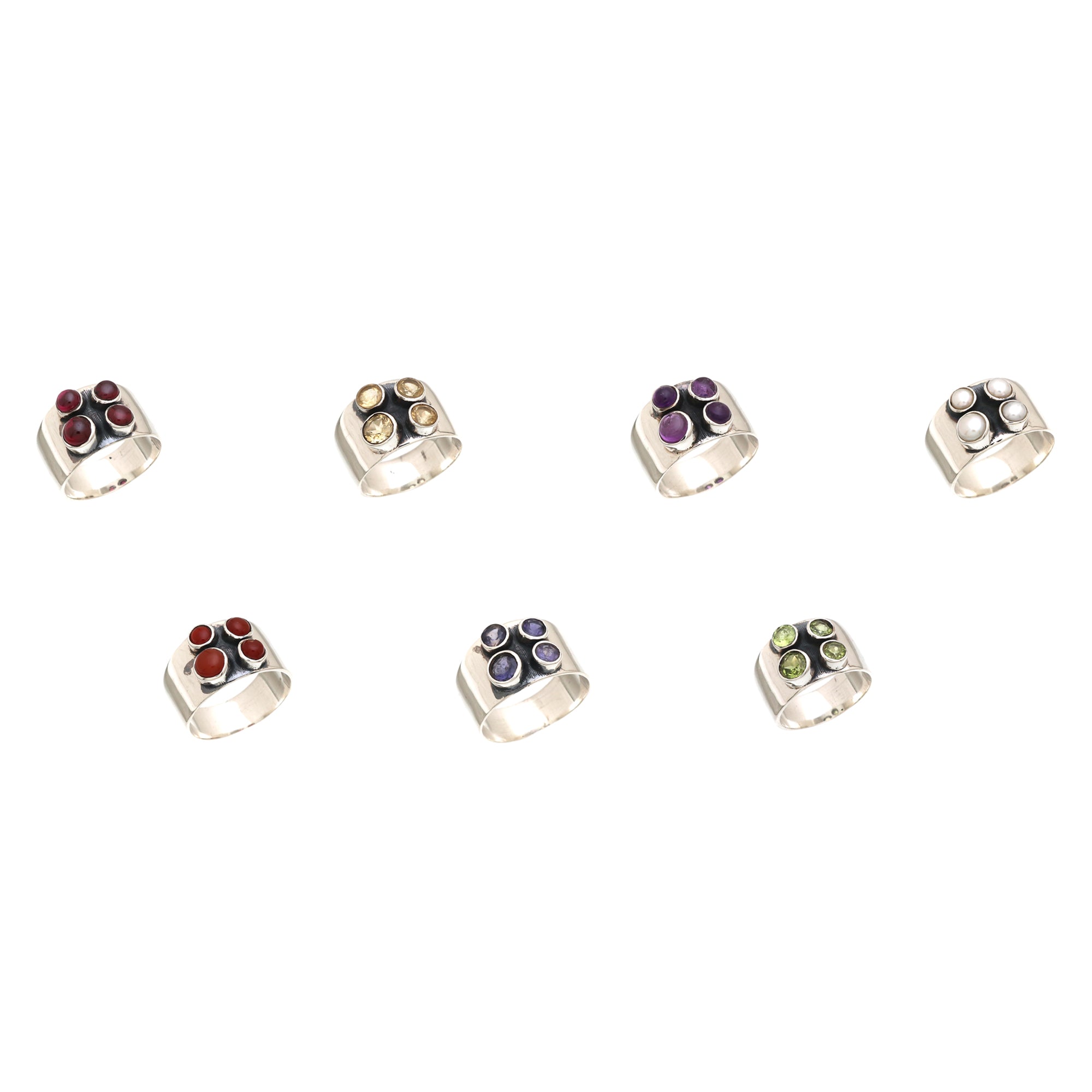 4 Gemstone Silver Ring