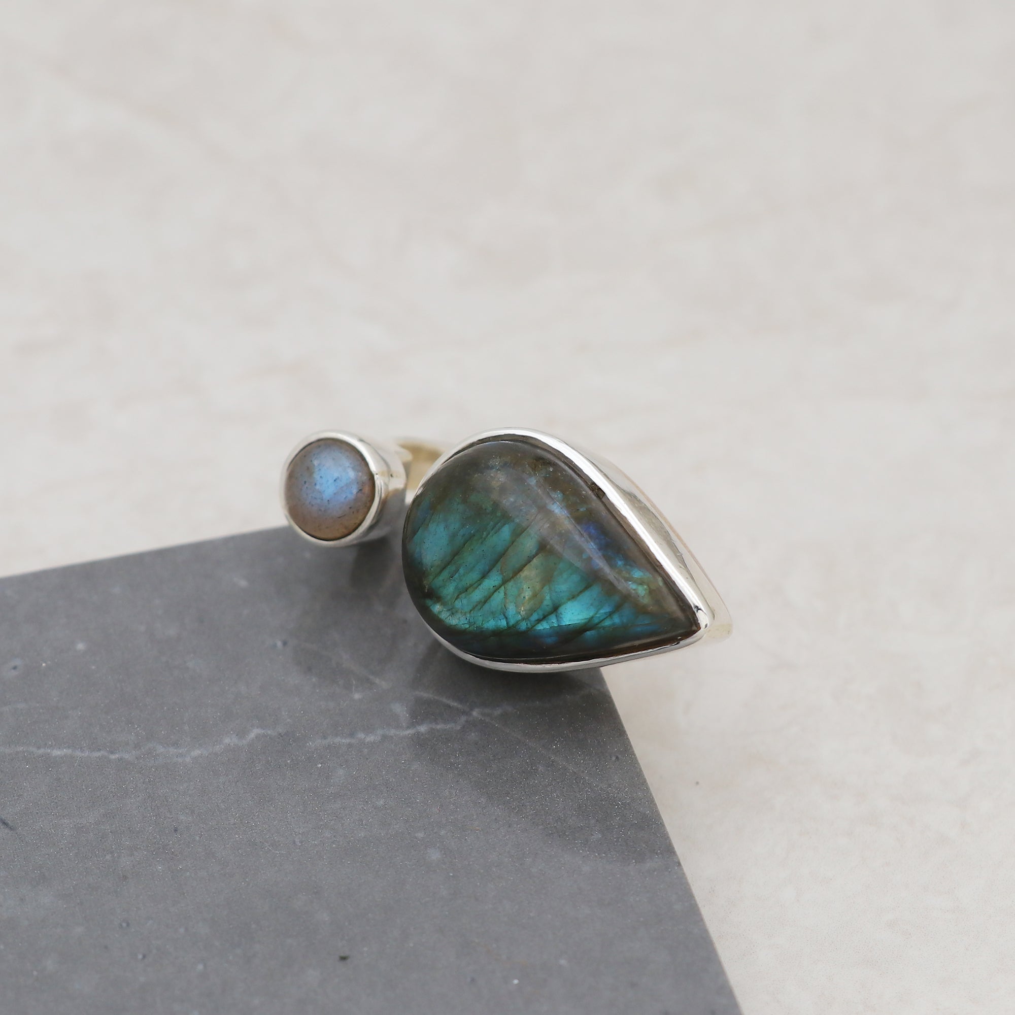 Teardrop Labradorite Ring