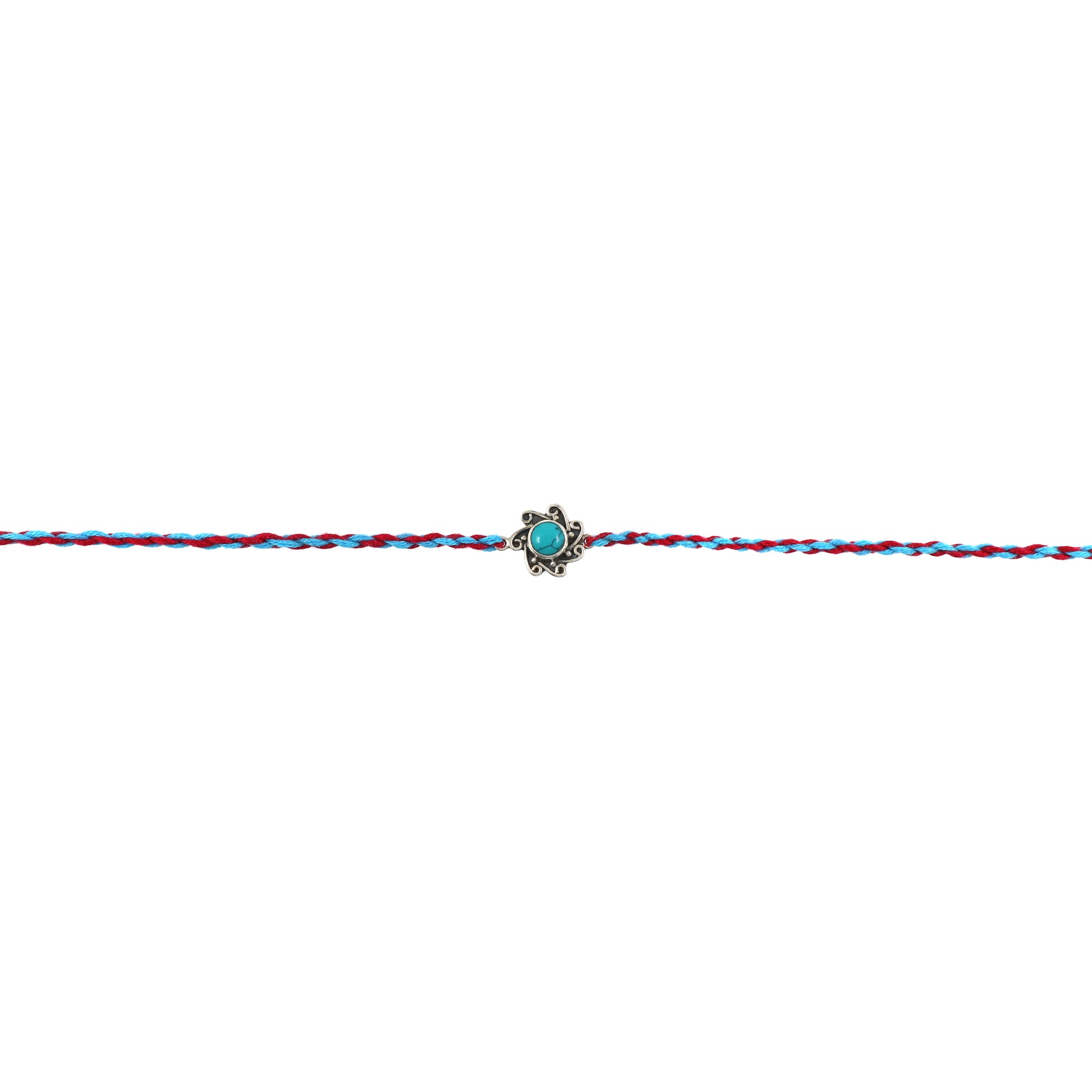 Silver Thread Turquoise Rakhi Bracelet