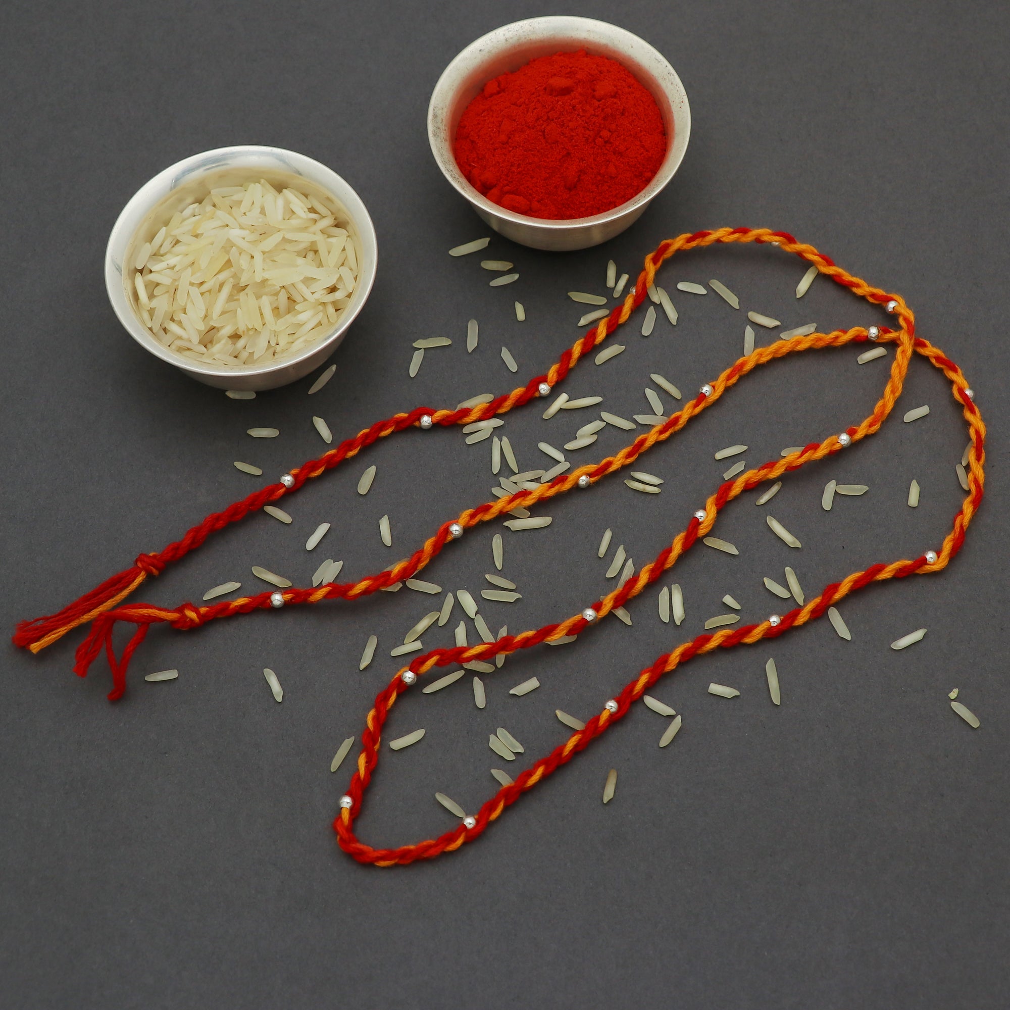 Sterling Silver Thread Silver Balls Rakhi