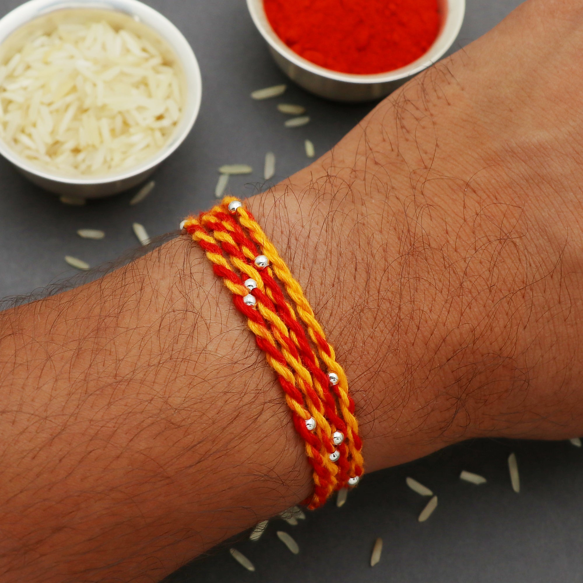 Sterling Silver Thread Silver Balls Rakhi