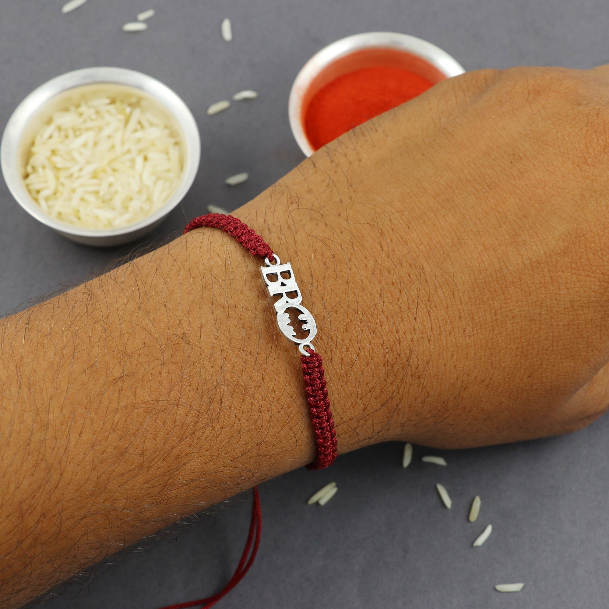 Sterling Silver Thread Batman Bro Rakhi