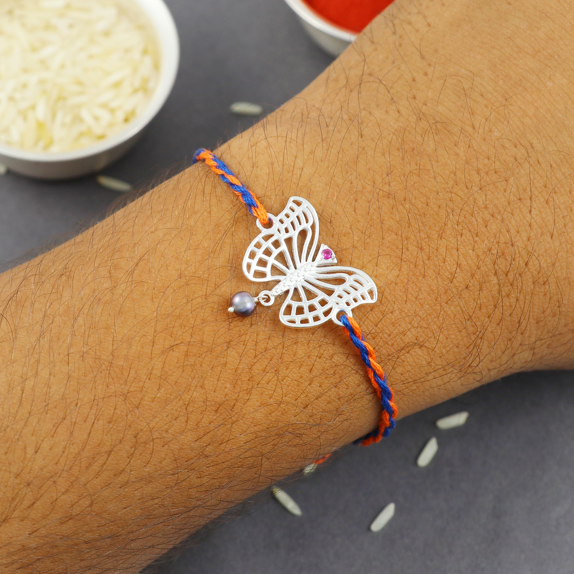 Sterling Silver Thread Butterfly Bracelet Rakhi