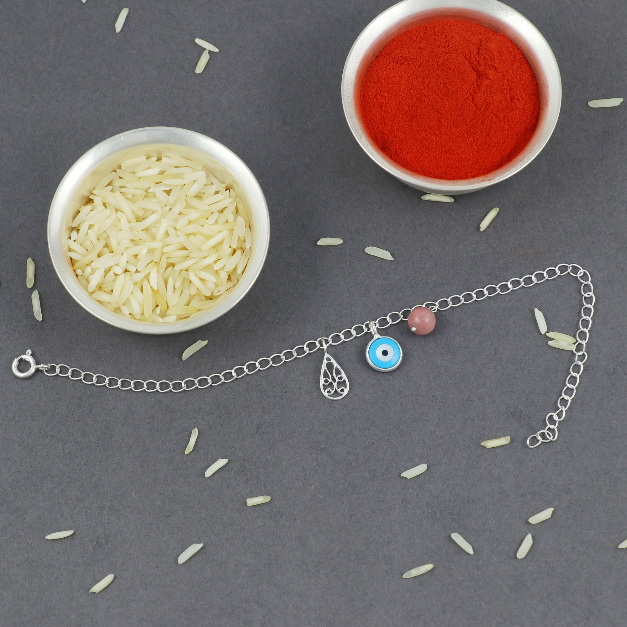Sterling Silver Thread Charms Bracelet Rakhi