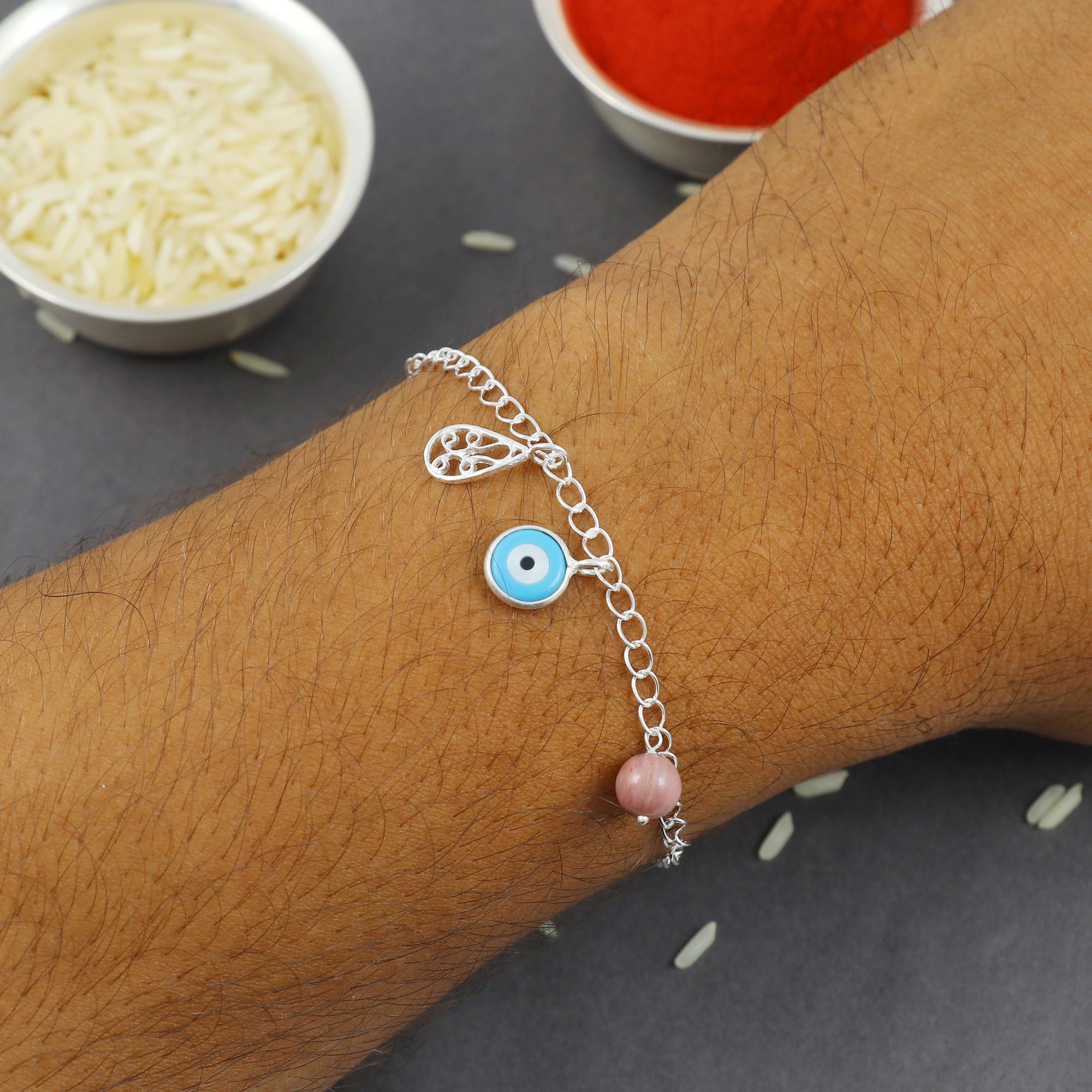 Sterling Silver Thread Charms Bracelet Rakhi