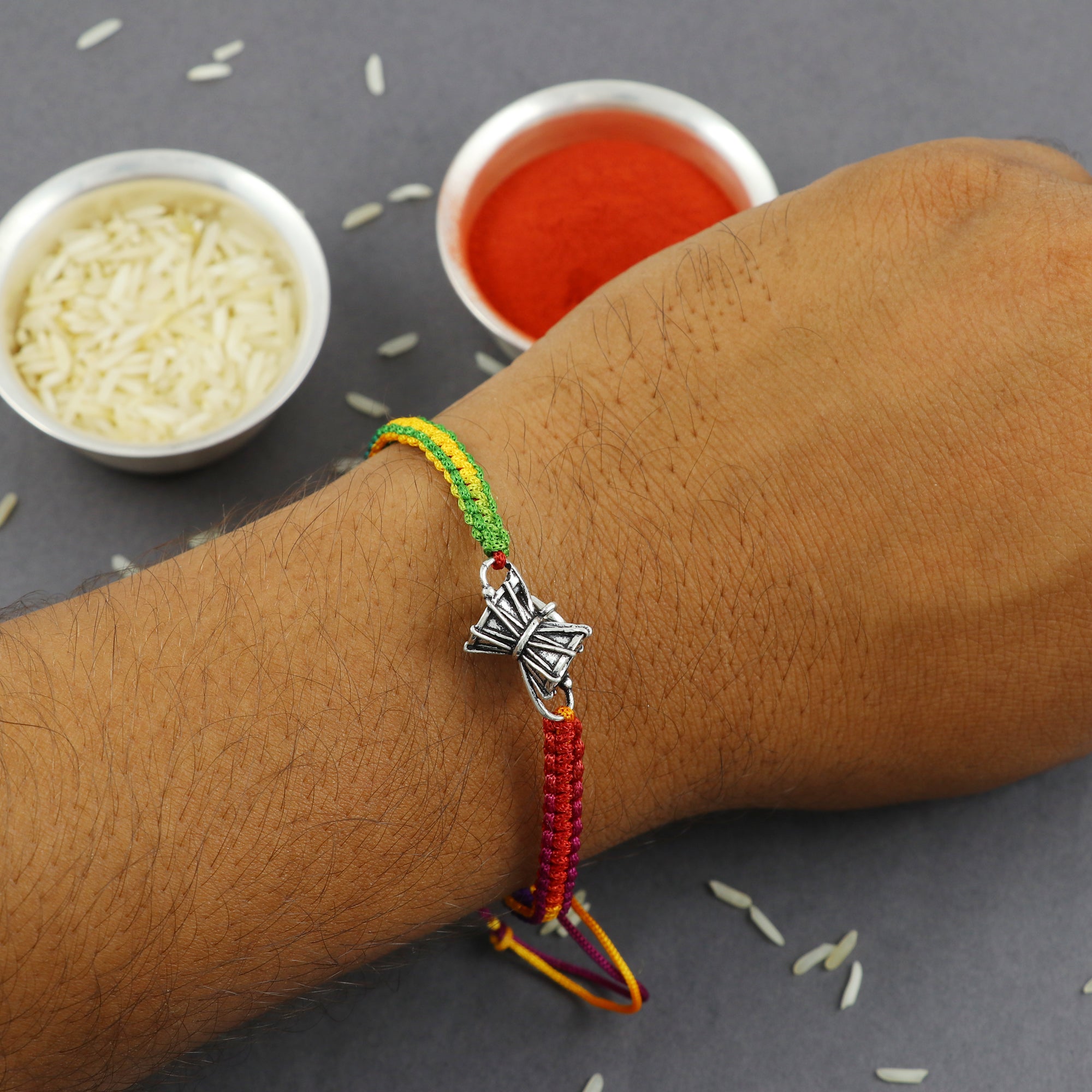 Sterling Silver Thread Dumroo Rakhi Bracelet Rakhi