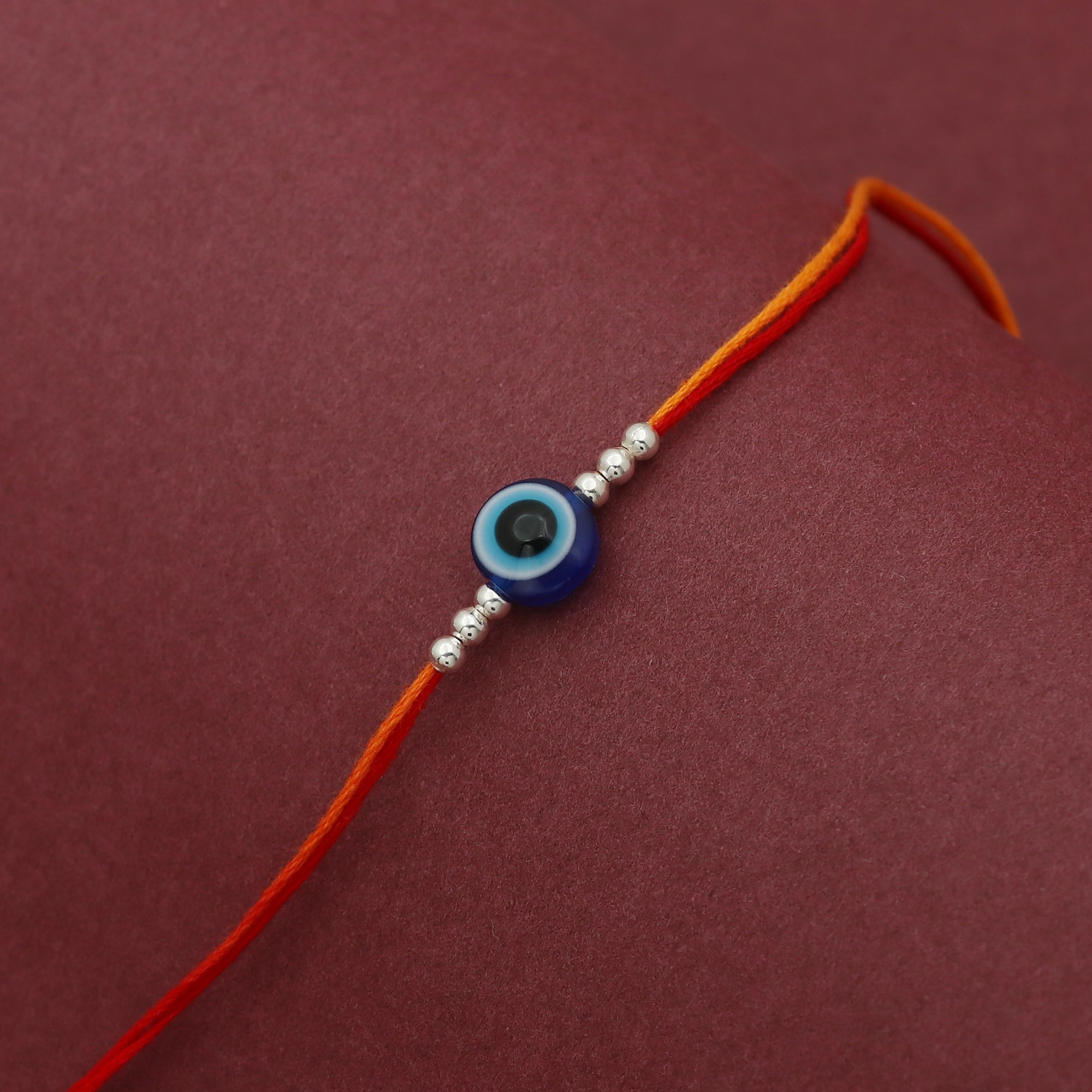 Sterling Silver Thread Evil Eye Rakhi
