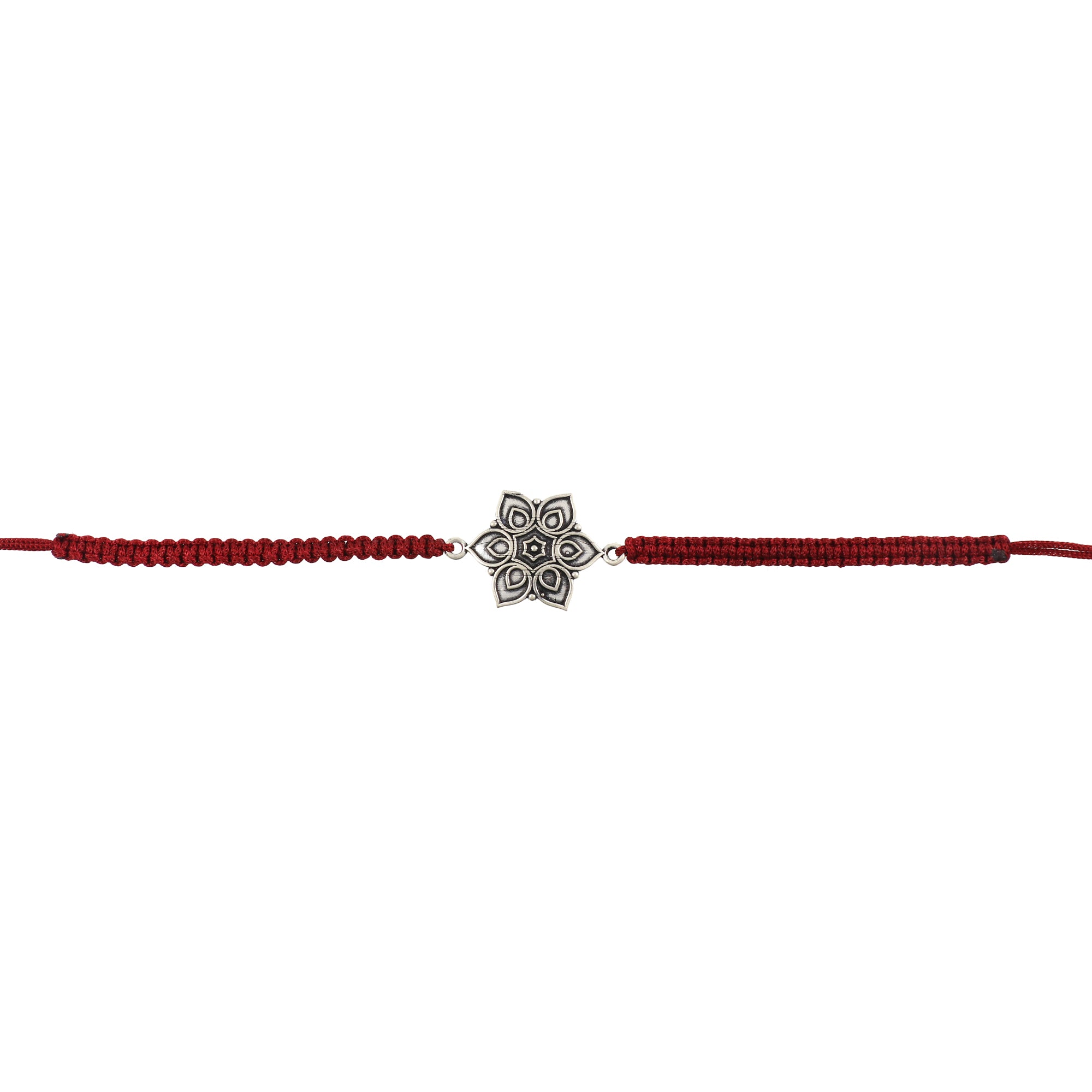 Sterling Silver Thread Silver Floral Rakhi