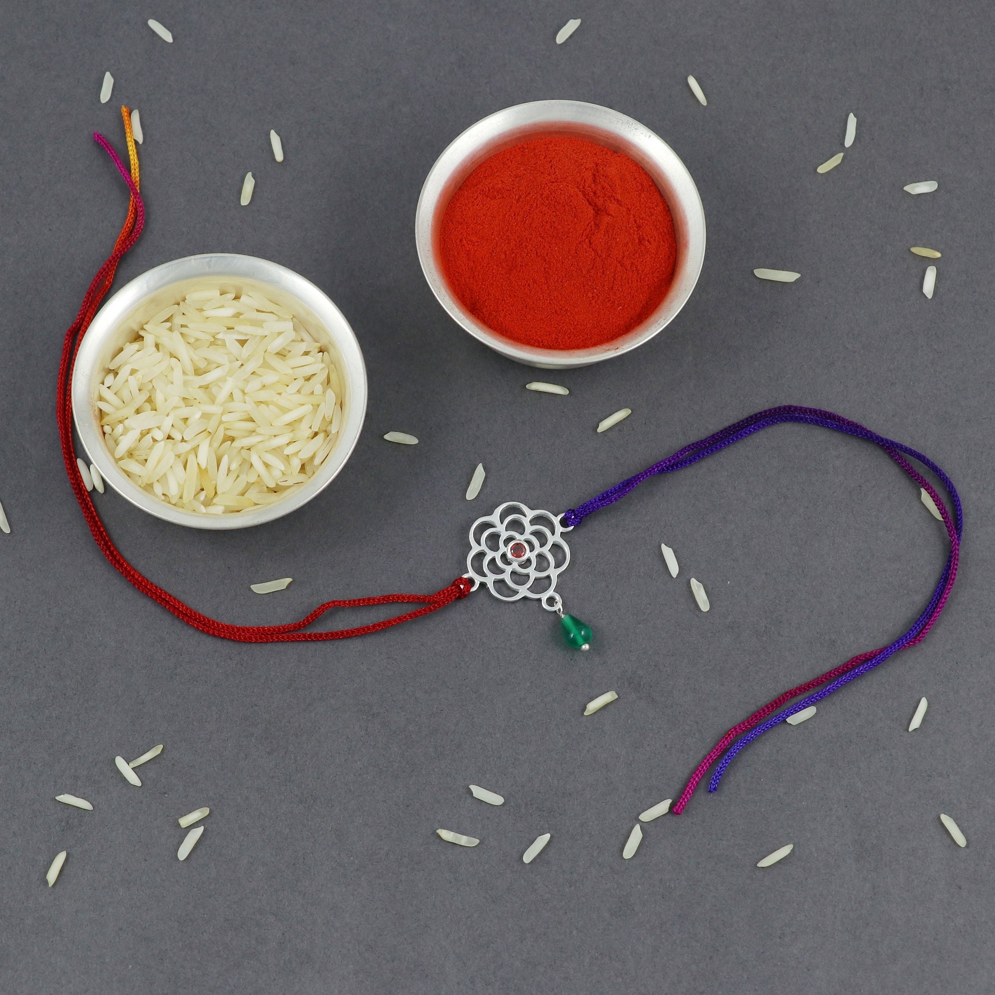 Sterling Silver Thread Flower Bracelet Rakhi