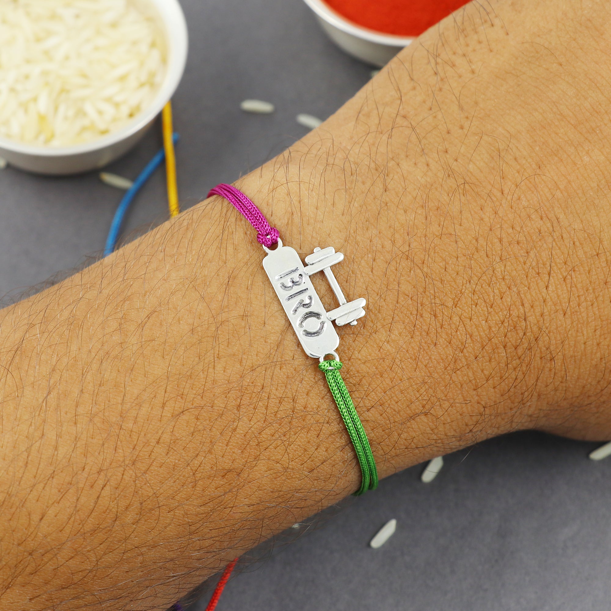 Sterling Silver Thread Gym Bro Bracelet Rakhi