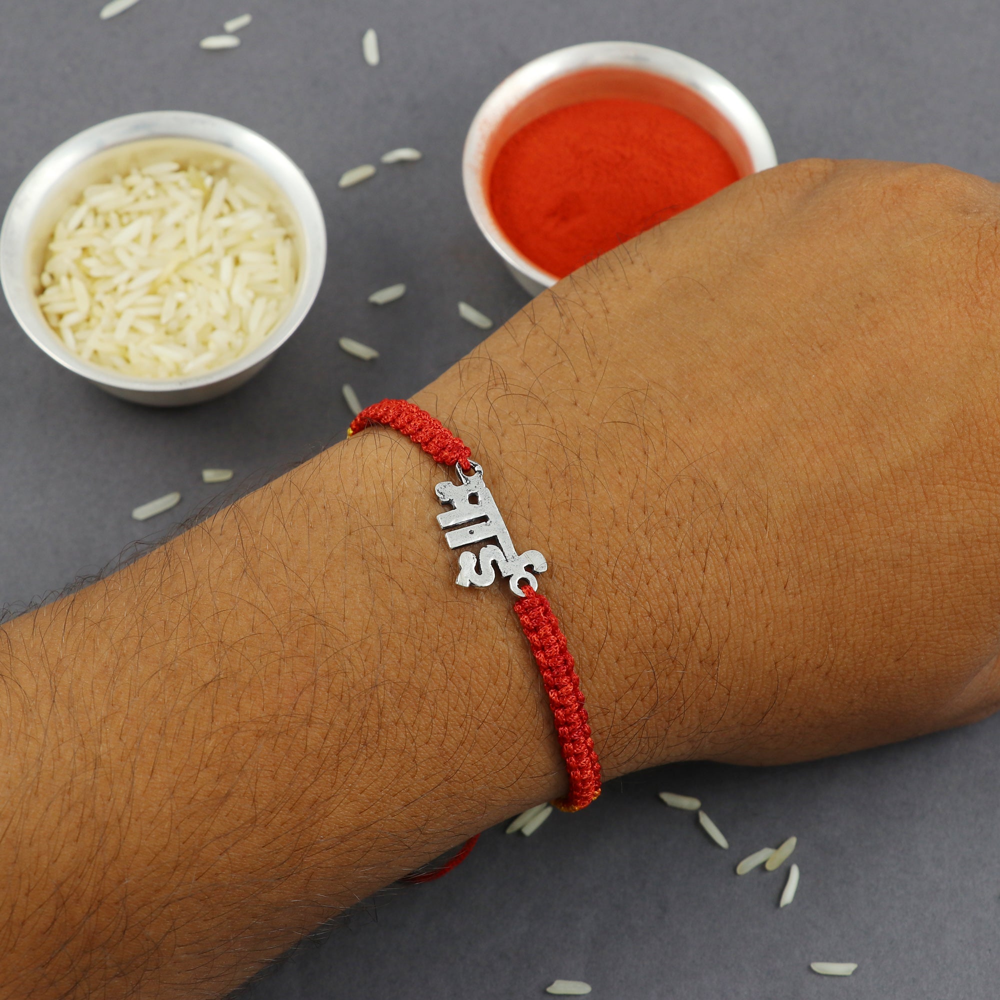 Sterling Silver Thread Silver Hindi Bhai Rakhi