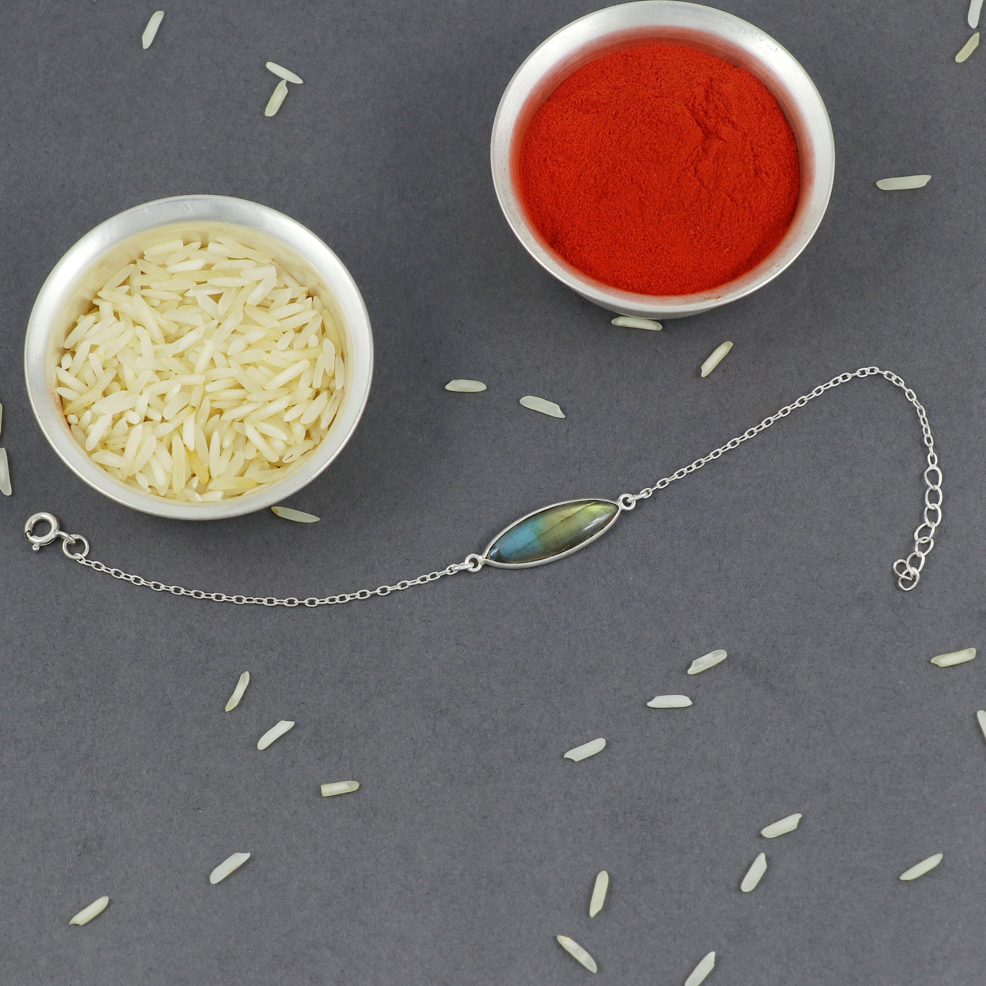 Sterling Silver Thread Labradorite Bracelet Rakhi