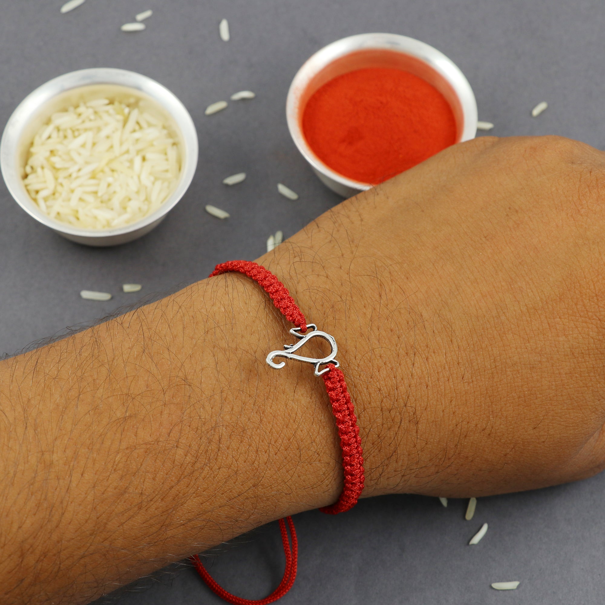 Sterling Silver Thread Little Ganesha Rakhi Bracelet