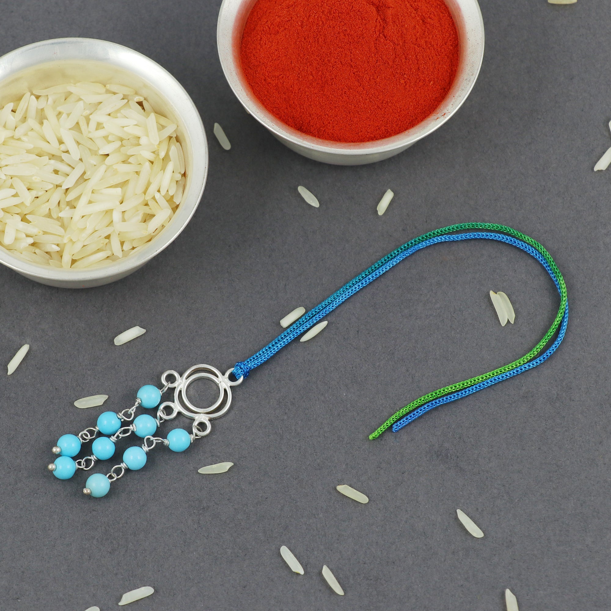 Silver Turquoise Lumba Rakhi