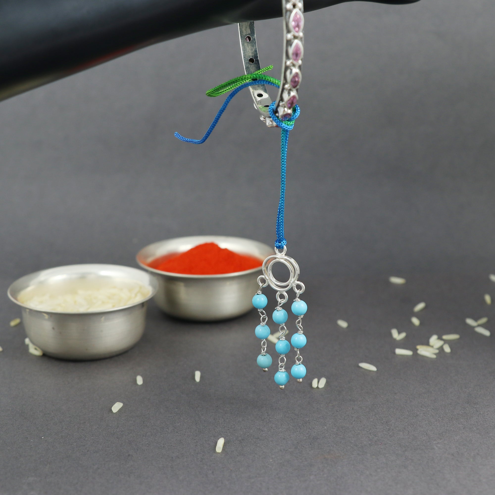 Silver Turquoise Lumba Rakhi