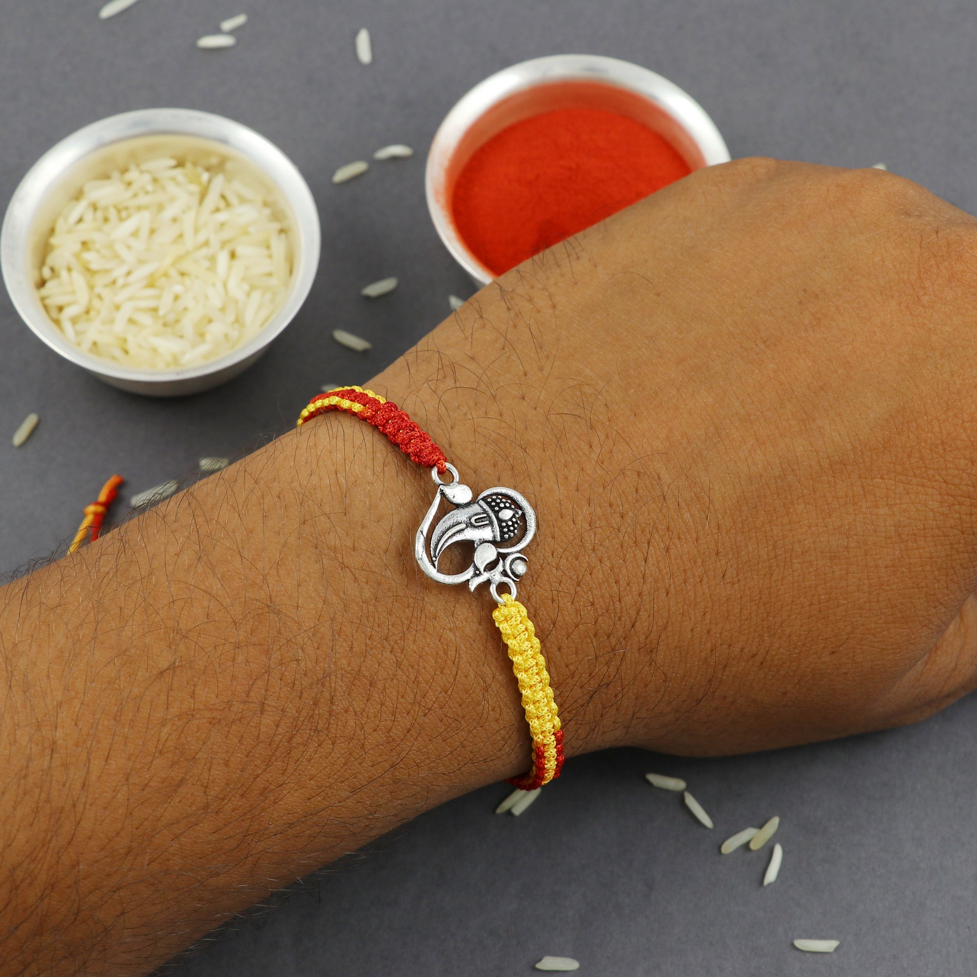 Sterling Silver Thread Om Ganesha Rakhi
