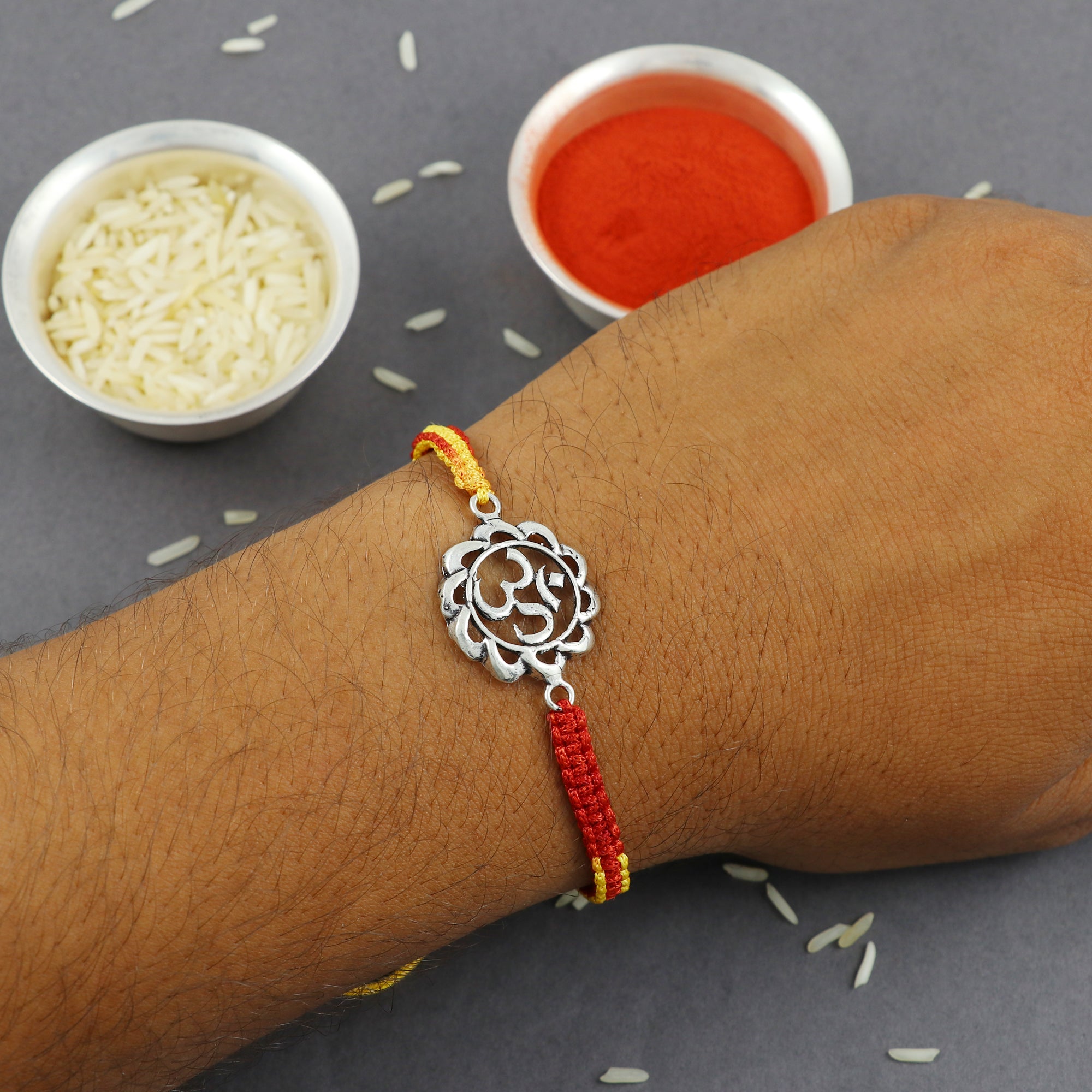 Sterling Silver Thread Ohmay Bracelet Rakhi