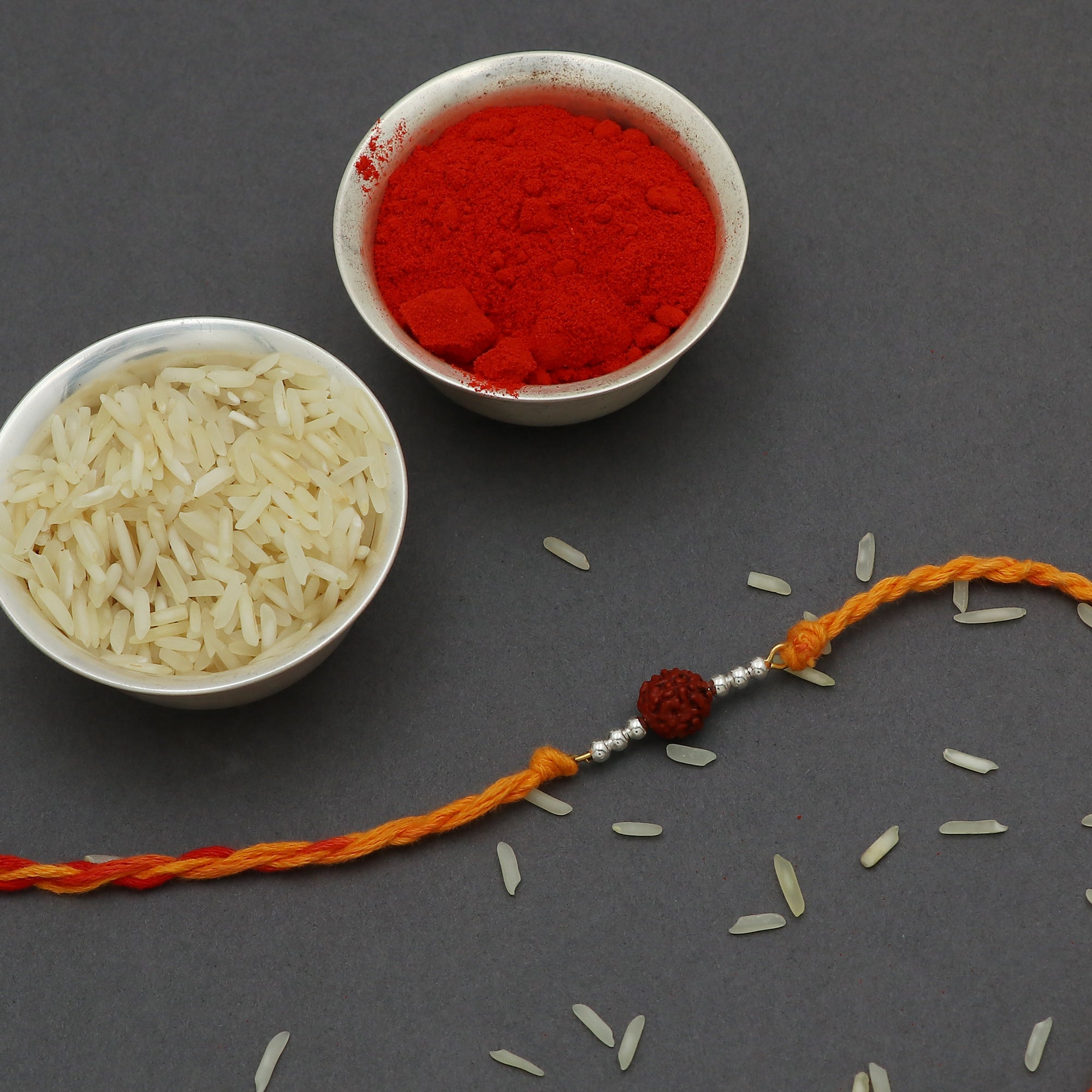 Sterling Silver Thread Rudraksh Rakhi