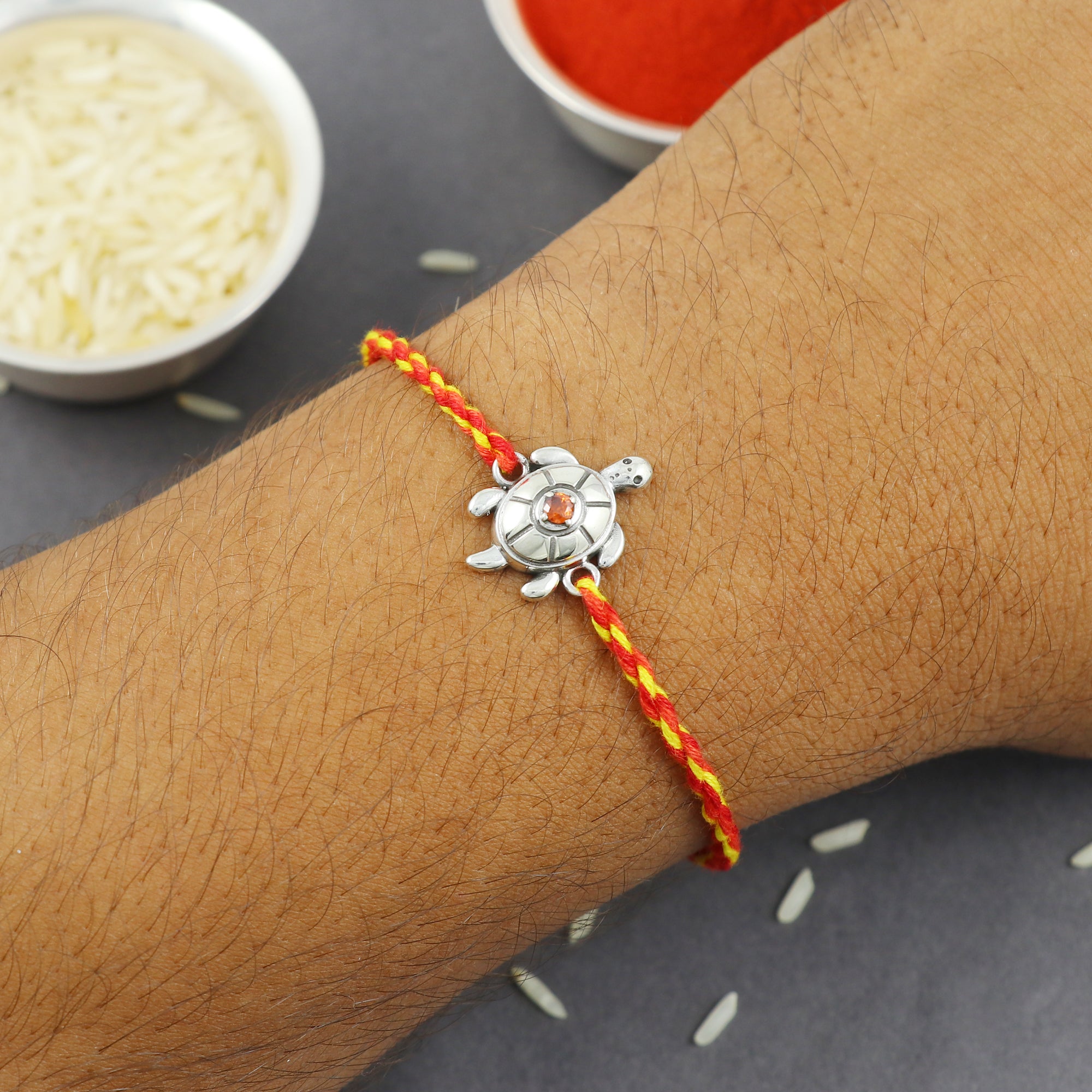 Sterling Silver Thread Tortoise Bracelet Rakhi