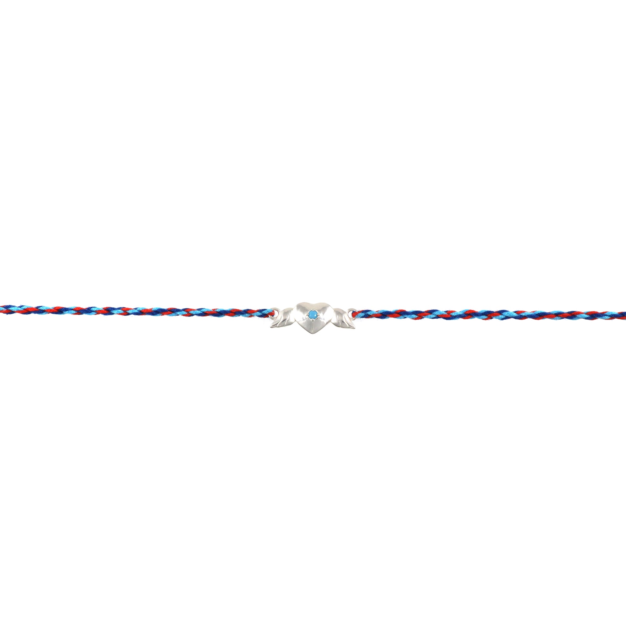 Sterling Silver Thread Winged Heart Bracelet Rakhi