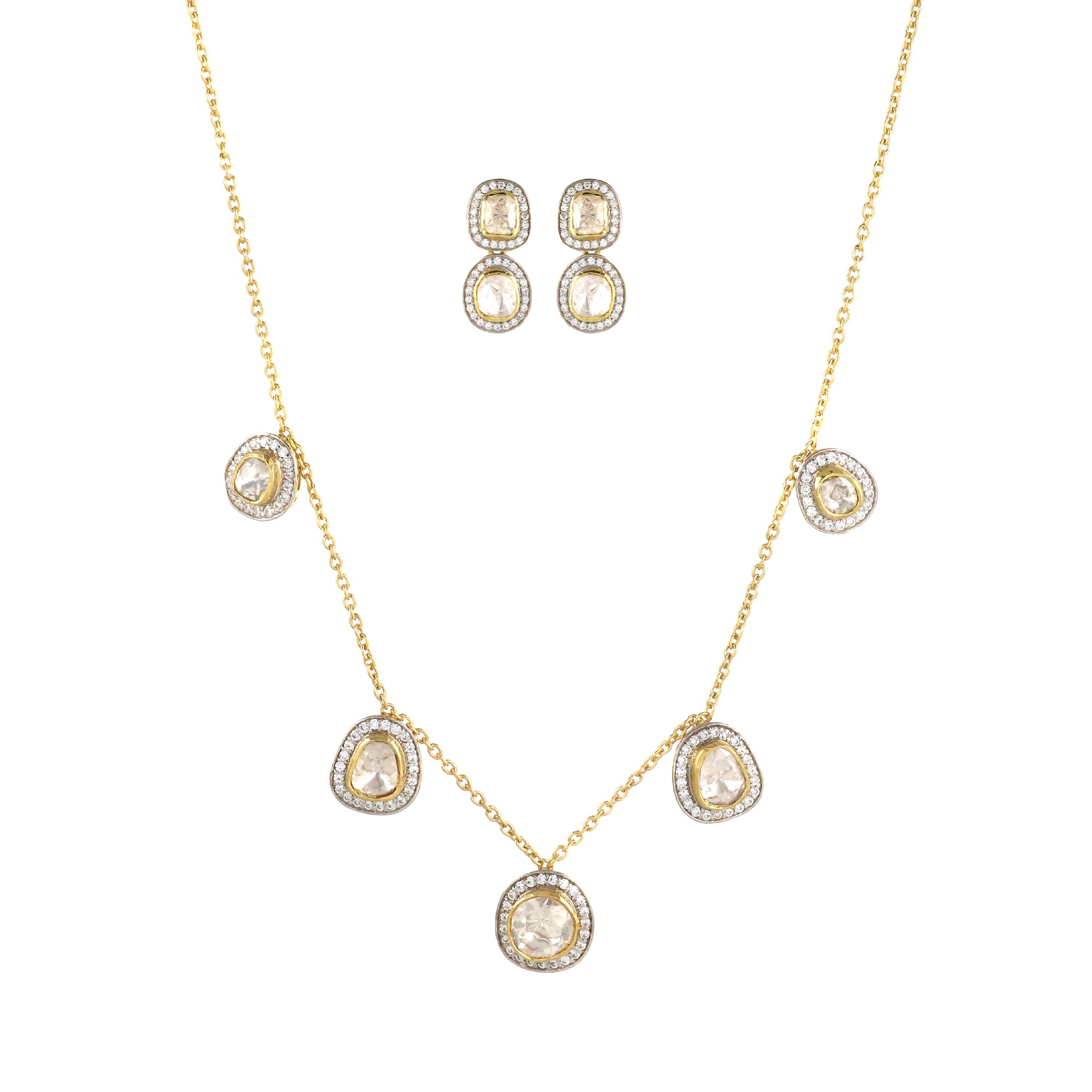 Moissanite Diamond Polki Necklace