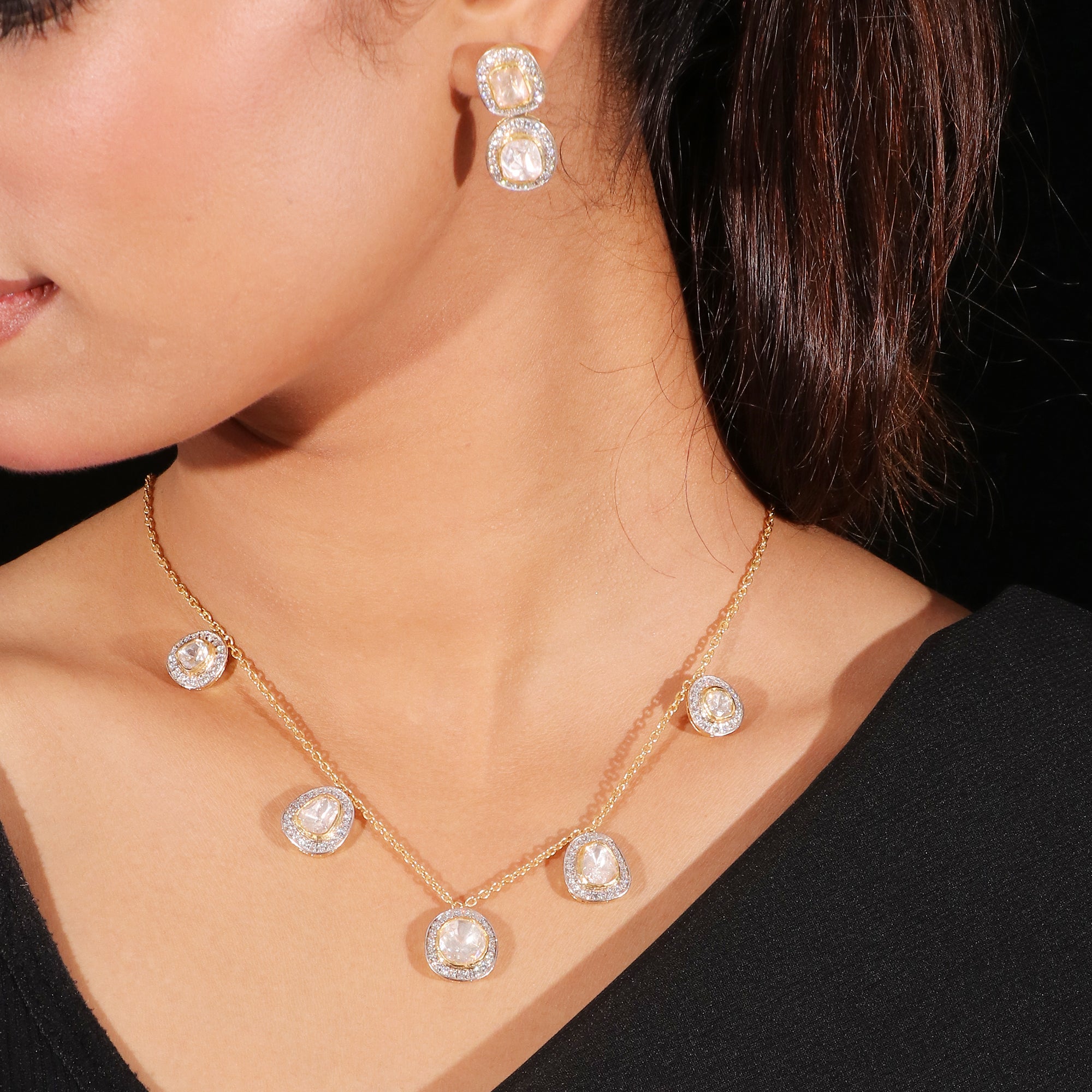 Moissanite Diamond Polki Necklace