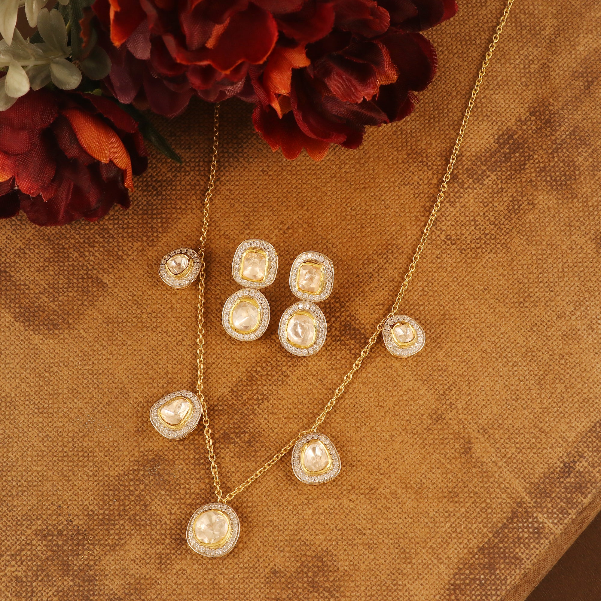 Moissanite Diamond Polki Necklace