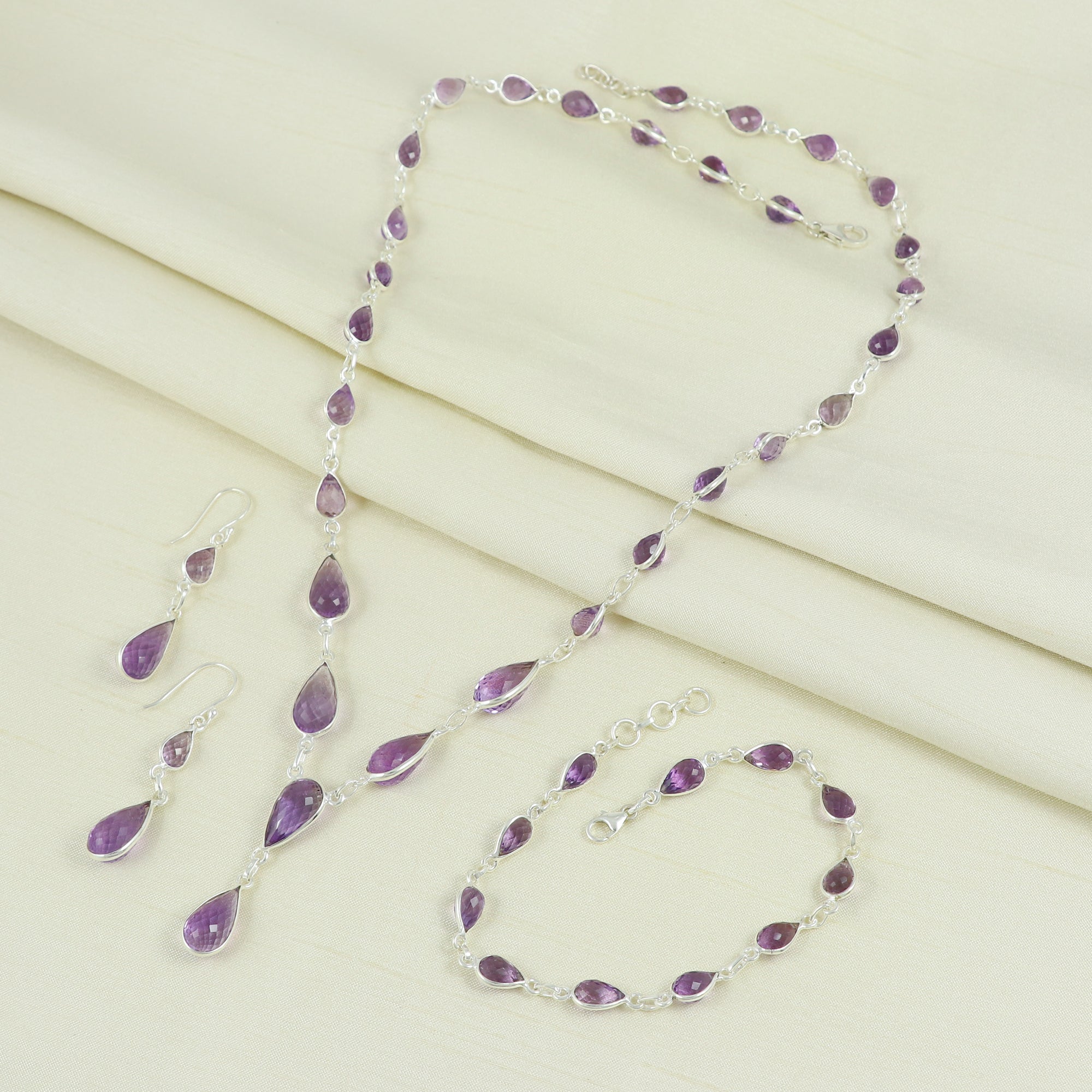 Amethyst Necklace Earring Bracelet Set