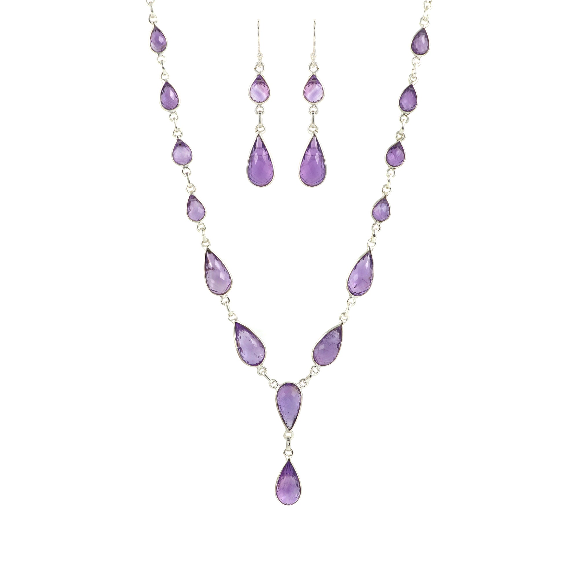 Amethyst Necklace Earring Bracelet Set