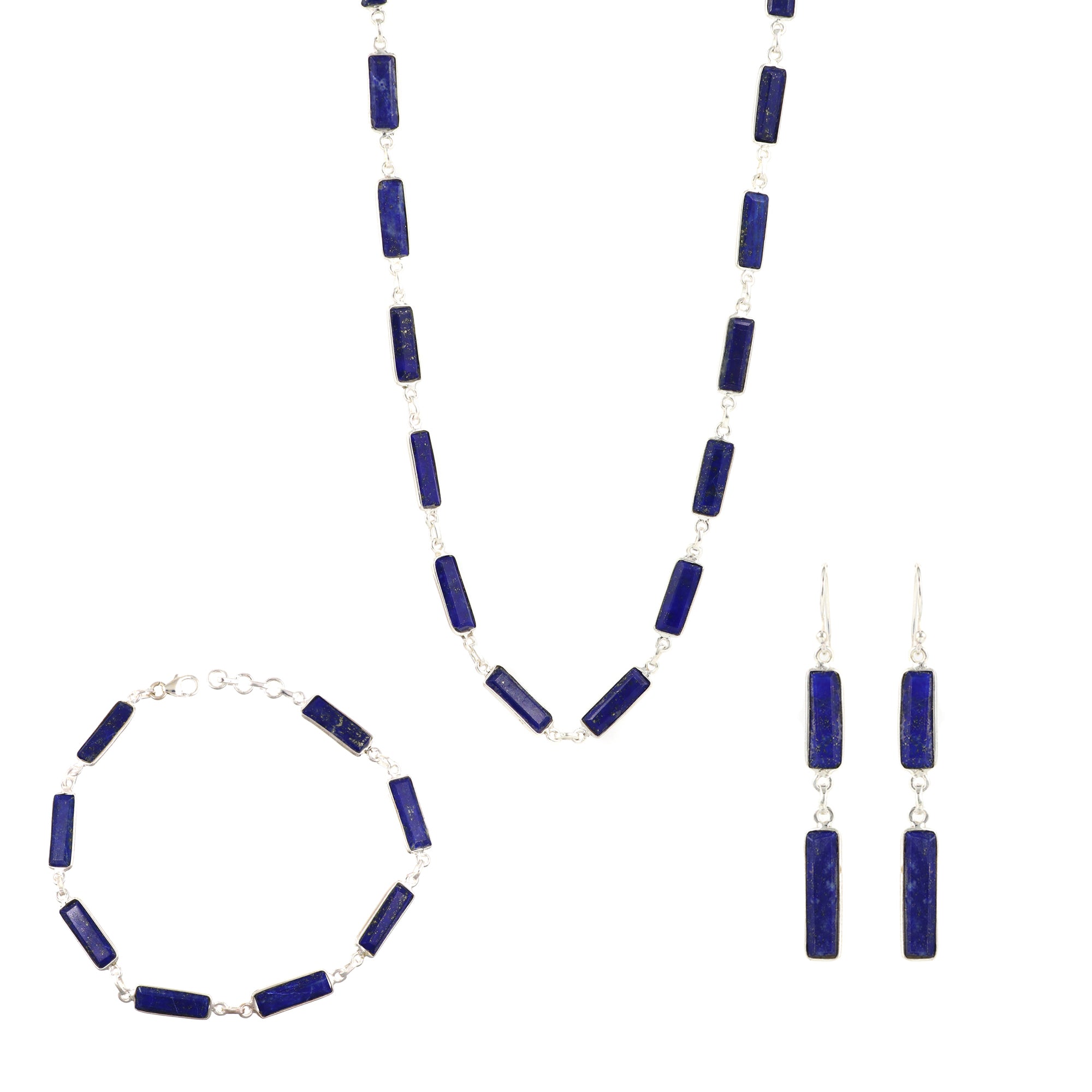 Lapis Lazuli Necklace Earring Bracelet Set