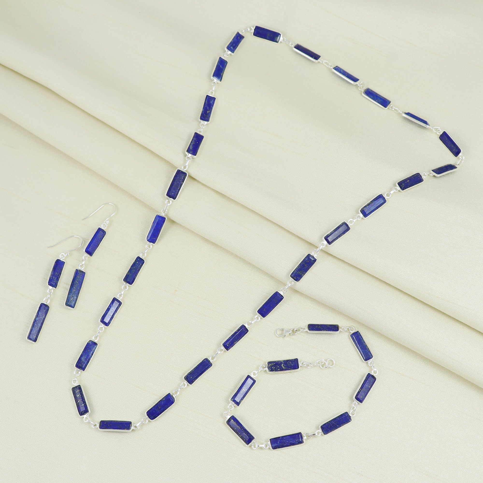 Lapis Lazuli Necklace Earring Bracelet Set