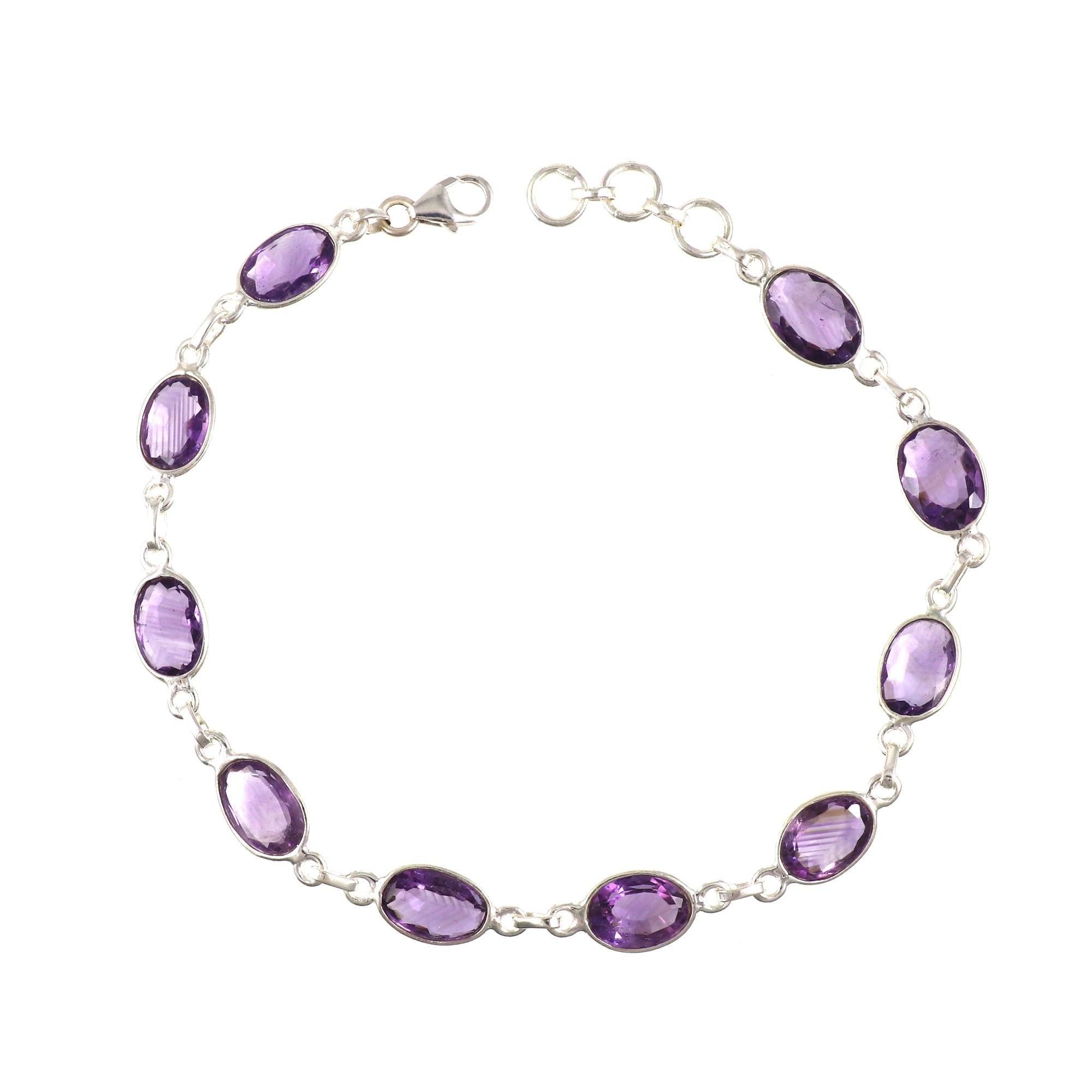 Oval Amethyst Necklace Earring Bracelet Set