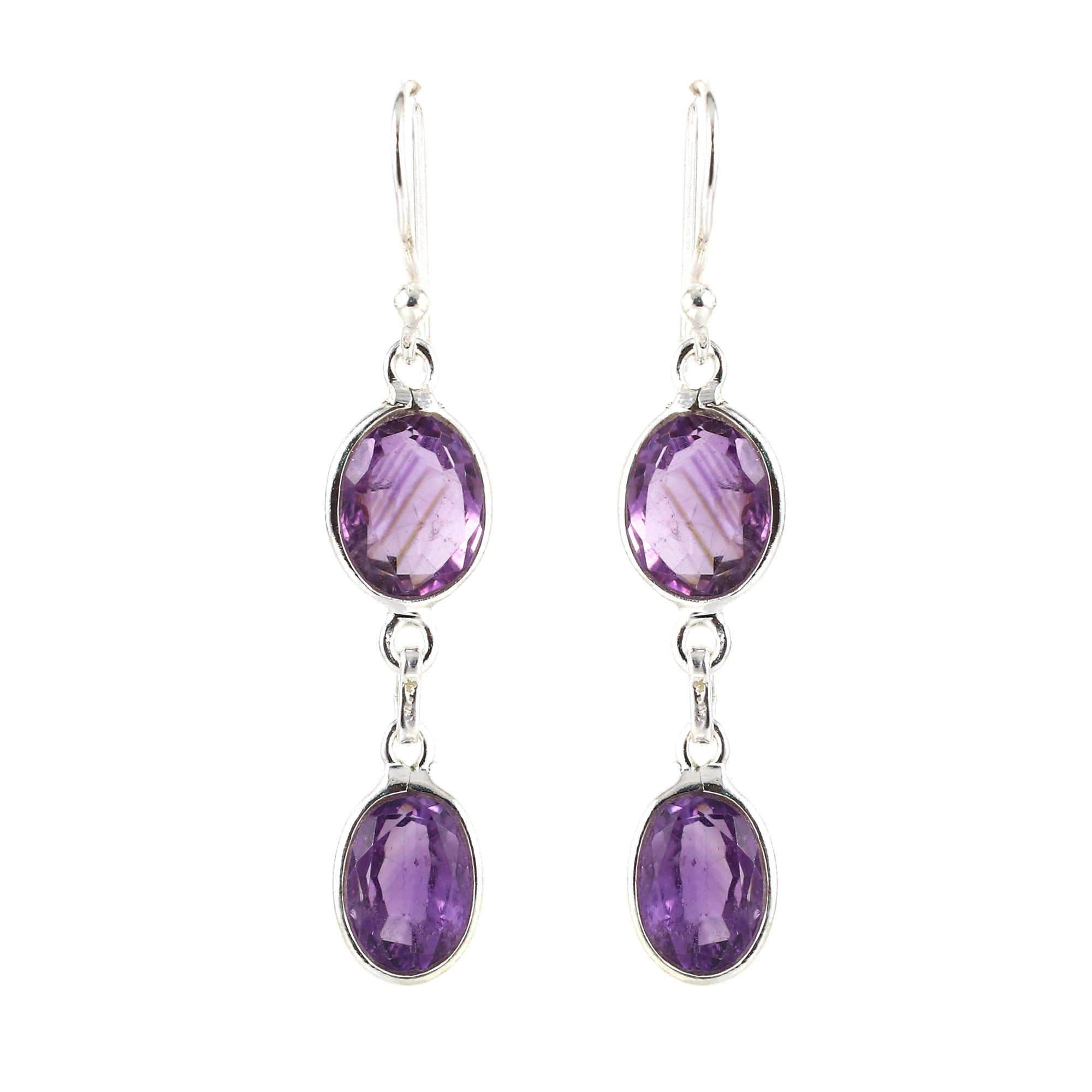 Oval Amethyst Necklace Earring Bracelet Set