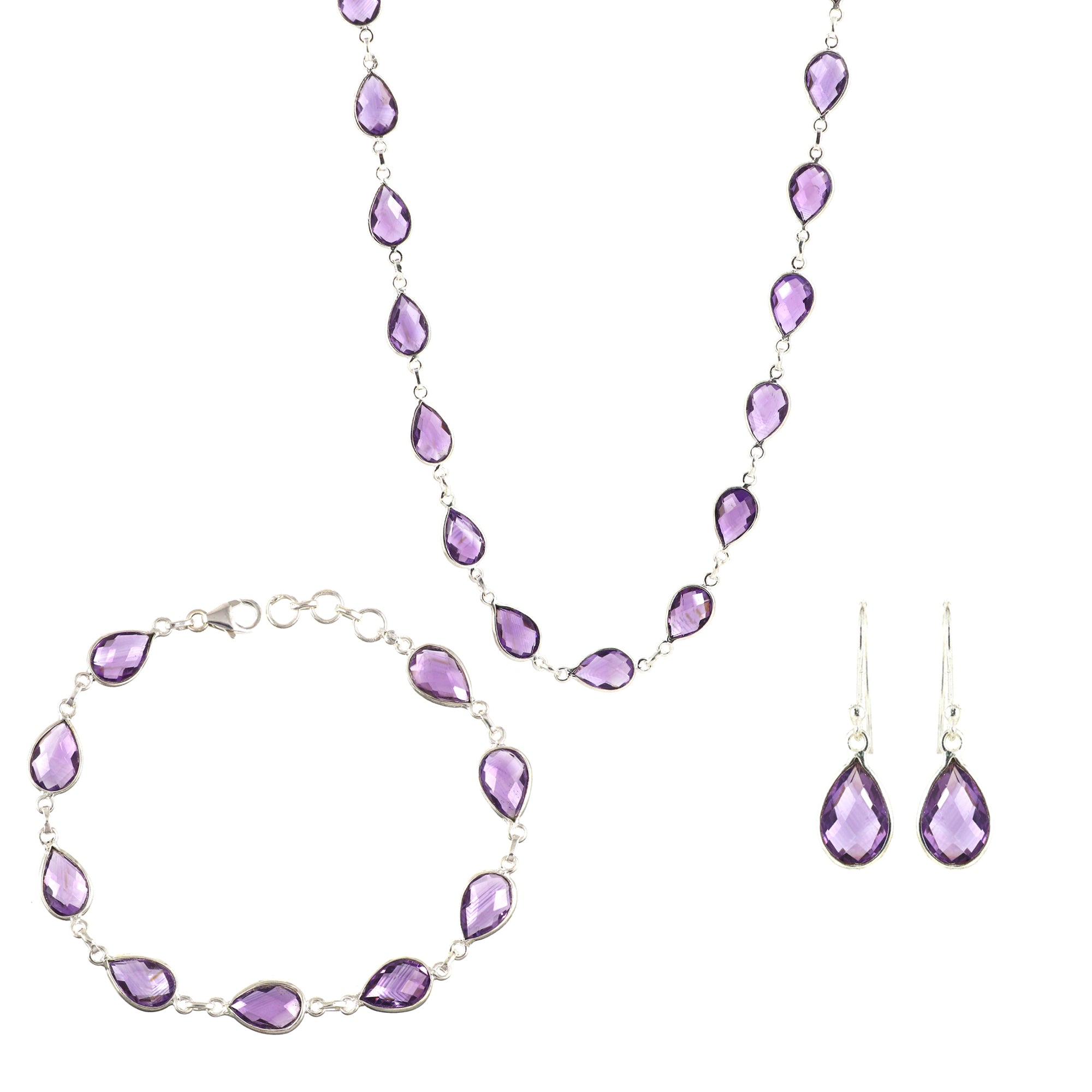 Amethyst Necklace Earring Bracelet Set