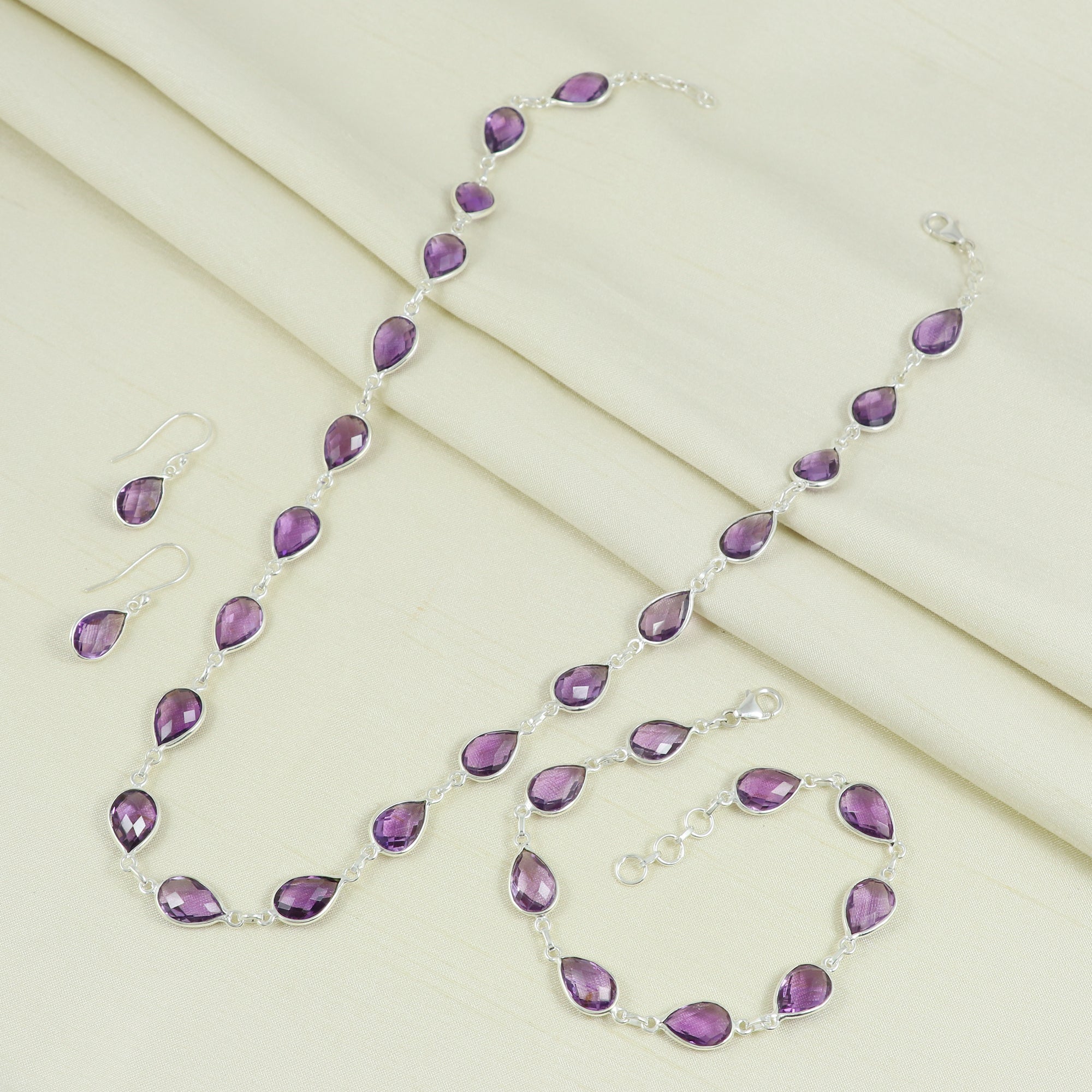 Amethyst Necklace Earring Bracelet Set