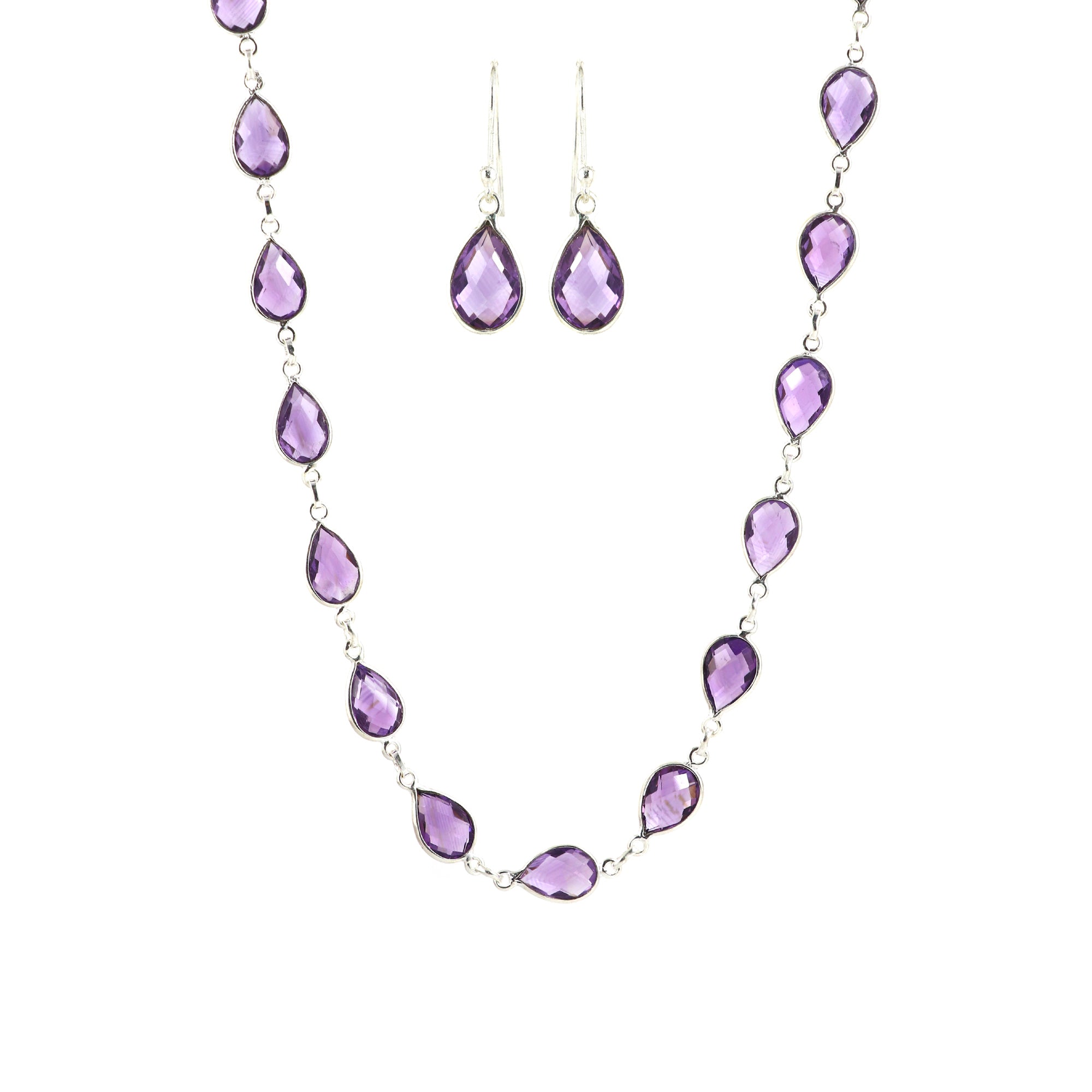 Amethyst Necklace Earring Bracelet Set