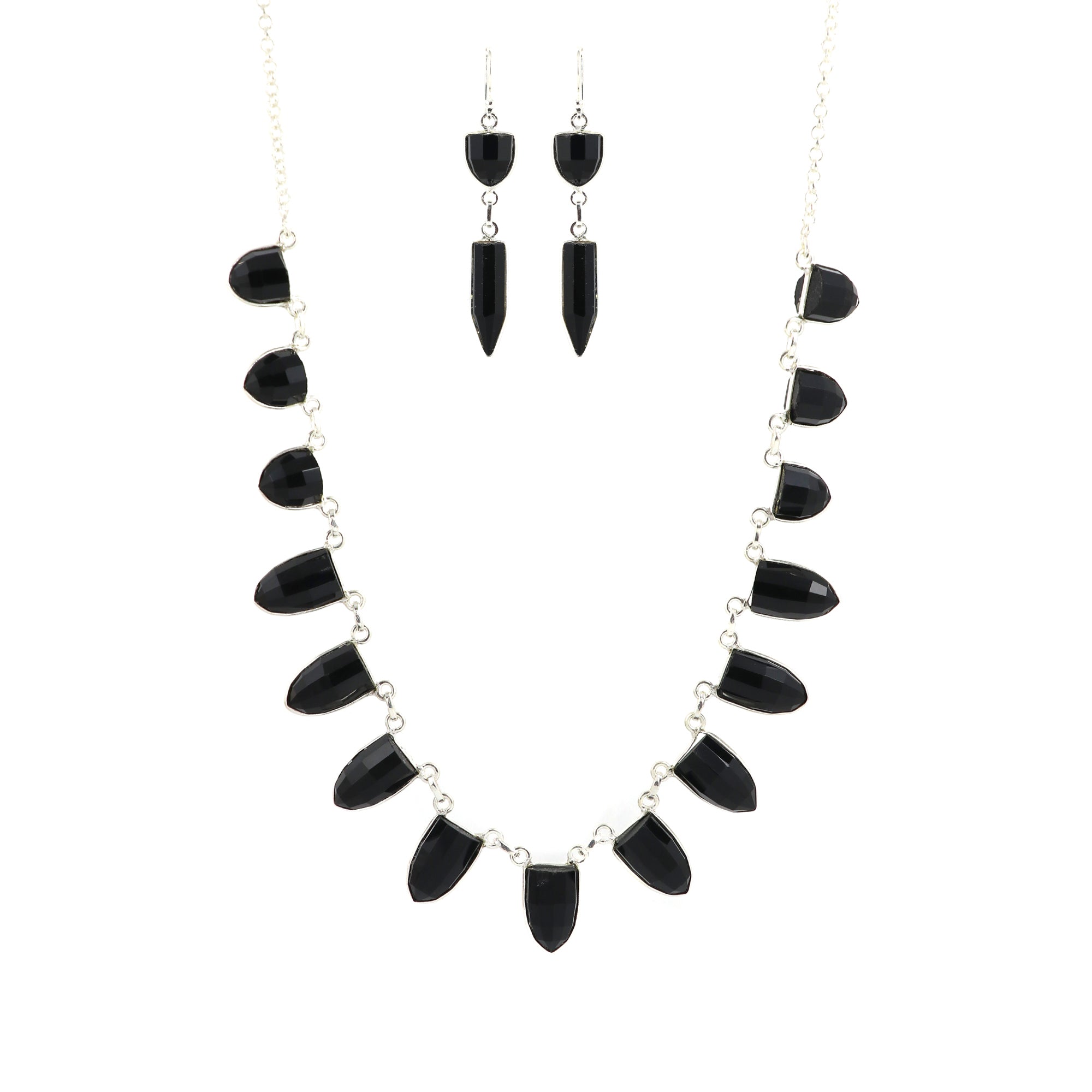 Black Onyx Necklace Earring Bracelet Set