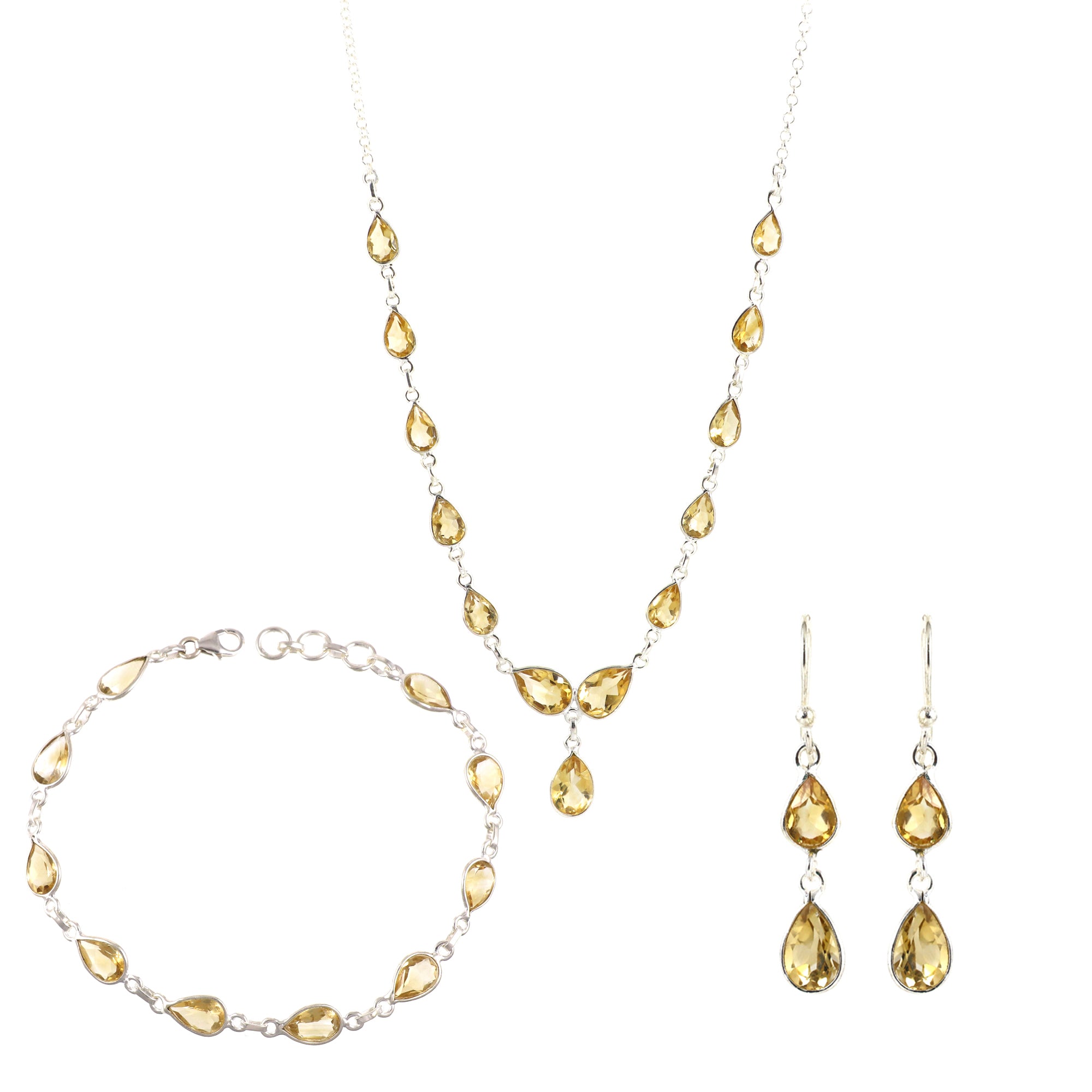 Citrine Necklace Earring Bracelet Set