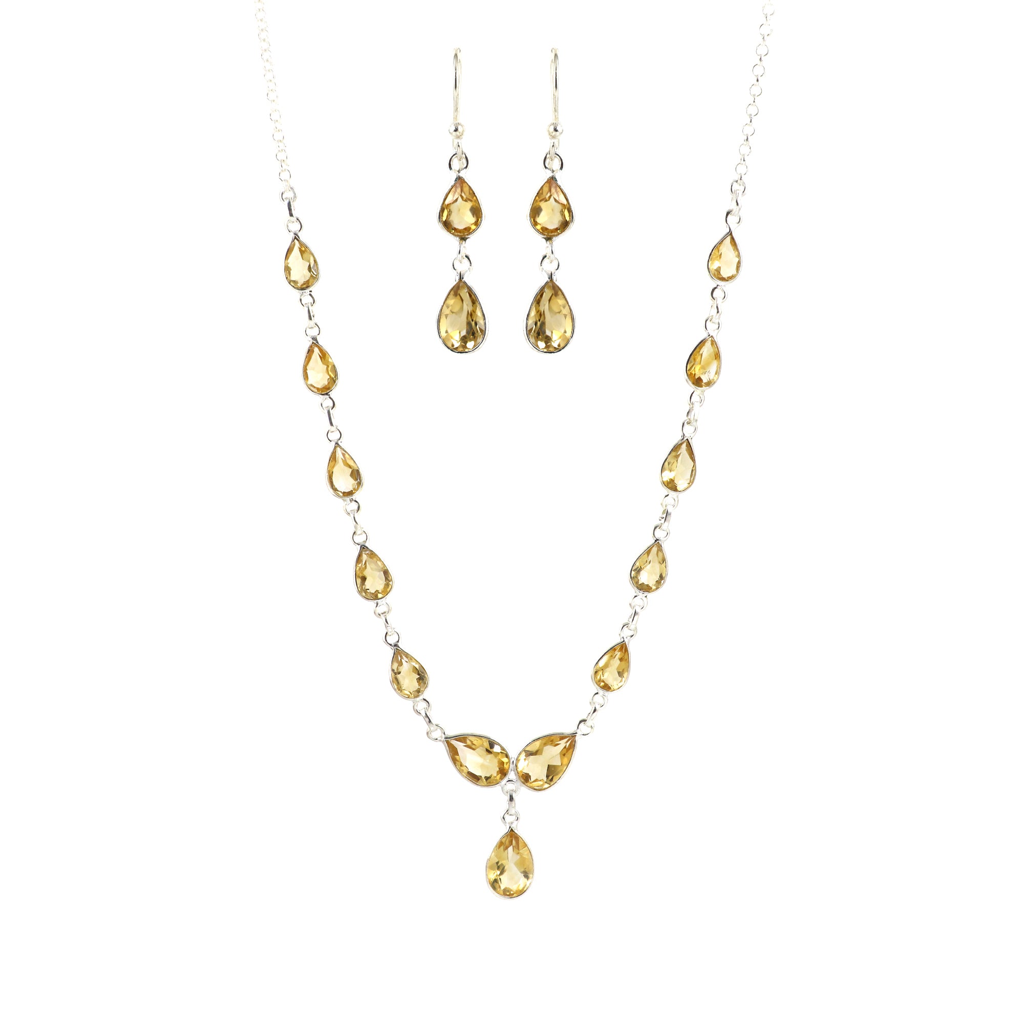 Citrine Necklace Earring Bracelet Set