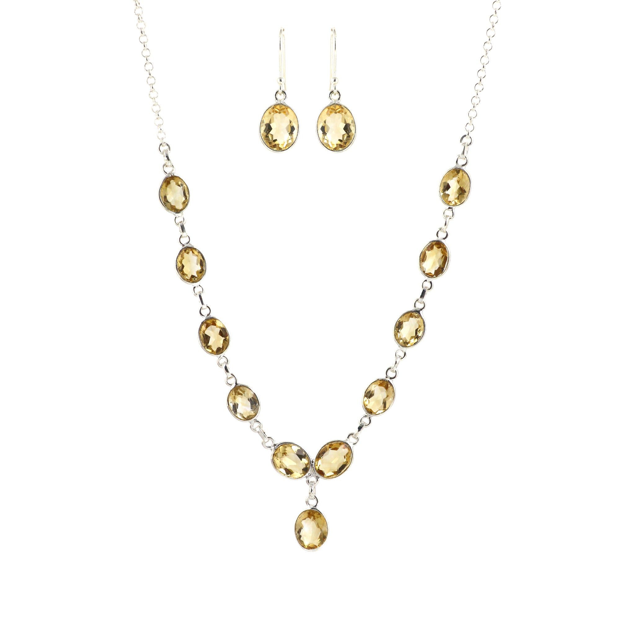 Citrine Necklace Earring Bracelet Set