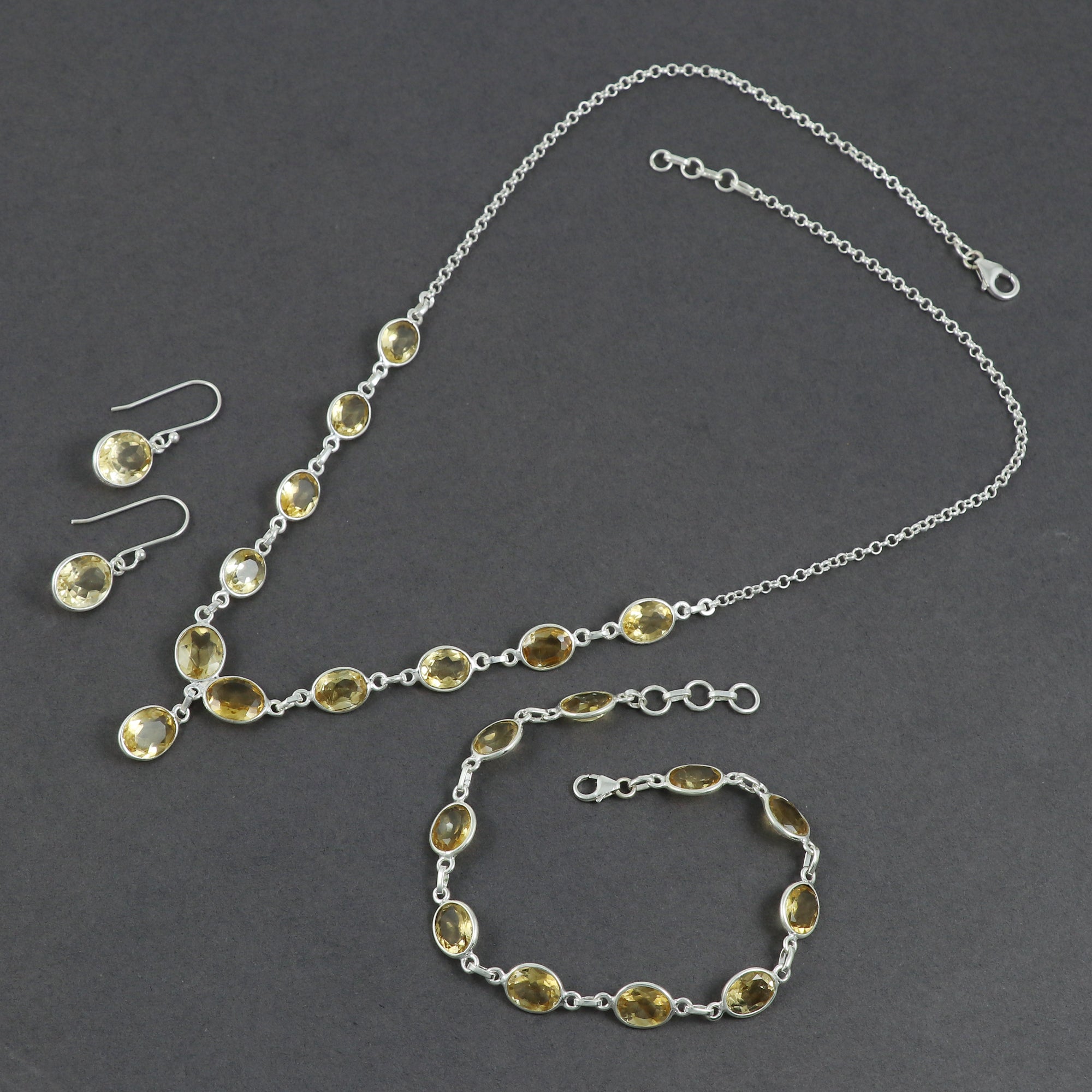 Citrine Necklace Earring Bracelet Set