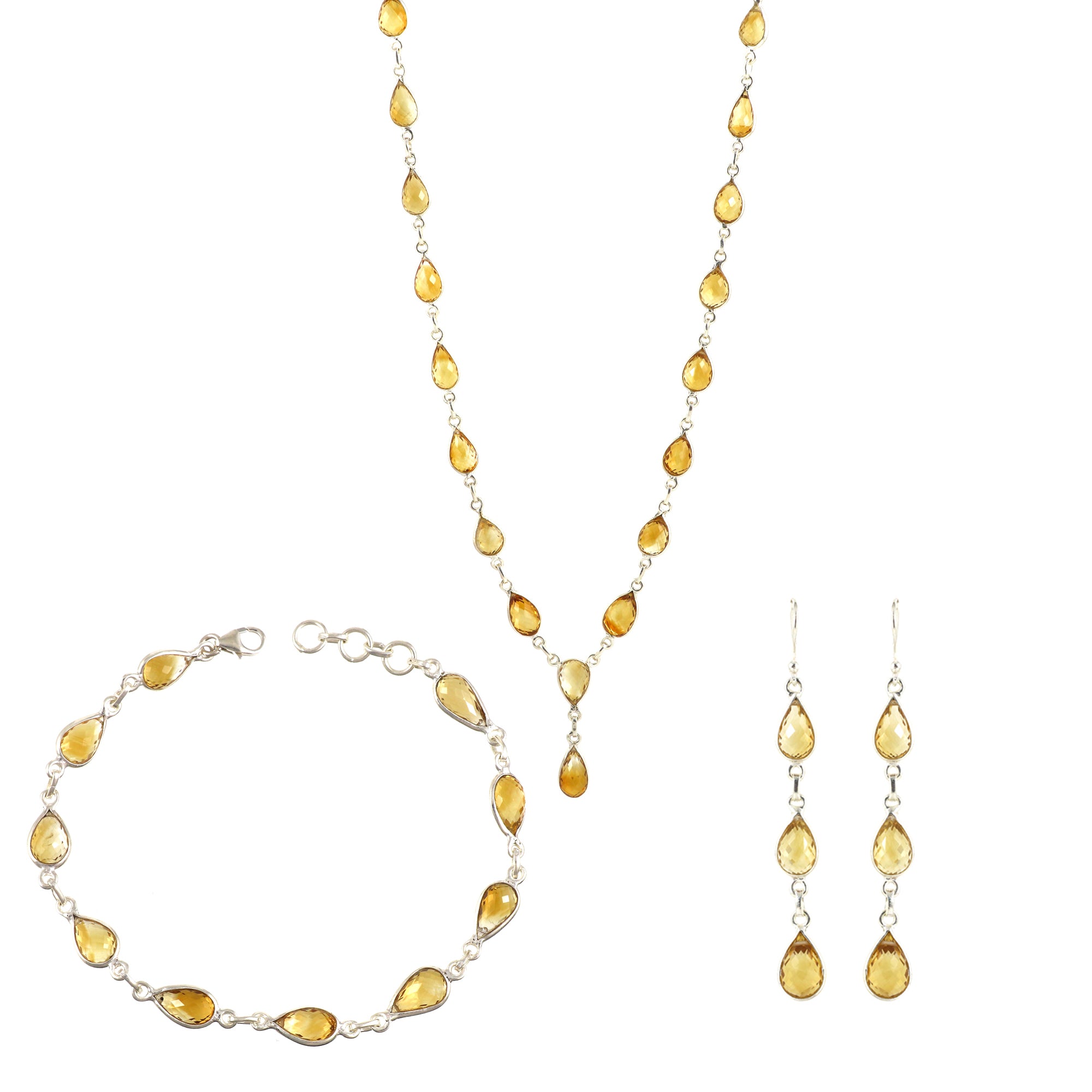 Citrine Necklace Earring Bracelet Set
