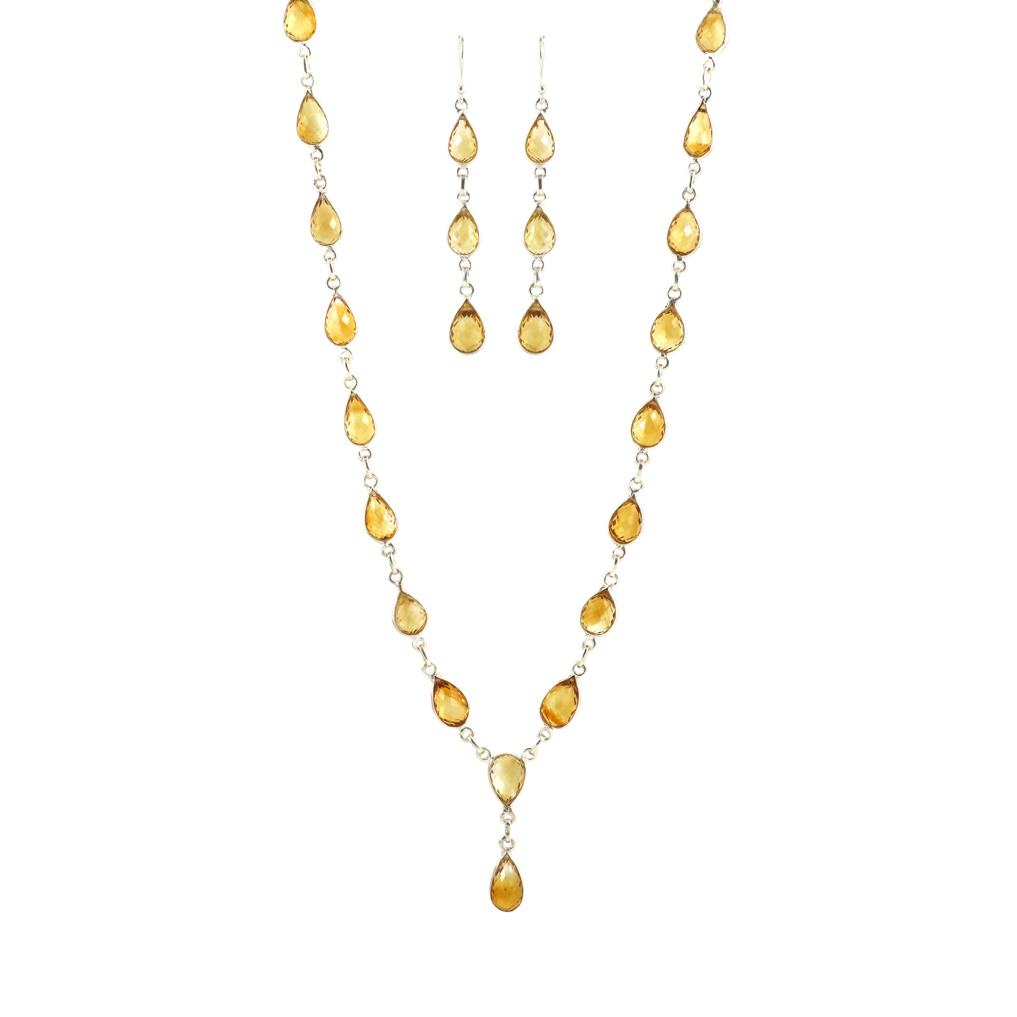 Citrine Necklace Earring Bracelet Set