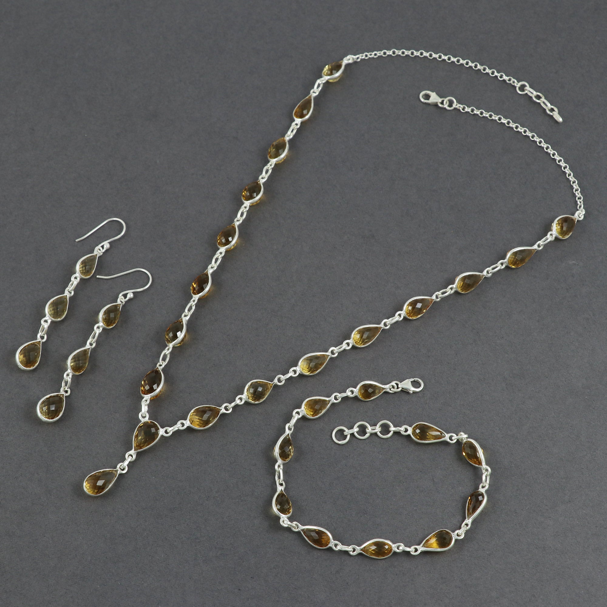 Citrine Necklace Earring Bracelet Set