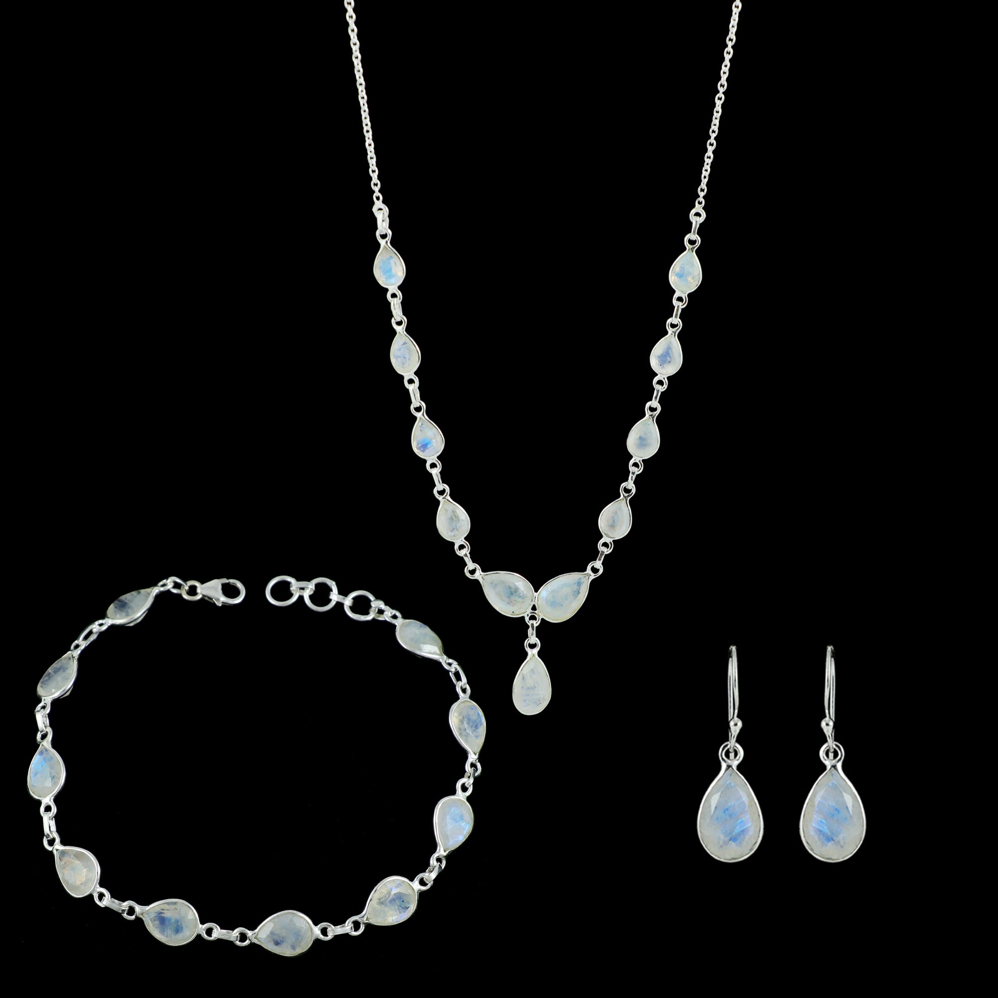 Moonstone Necklace Earring Bracelet Set