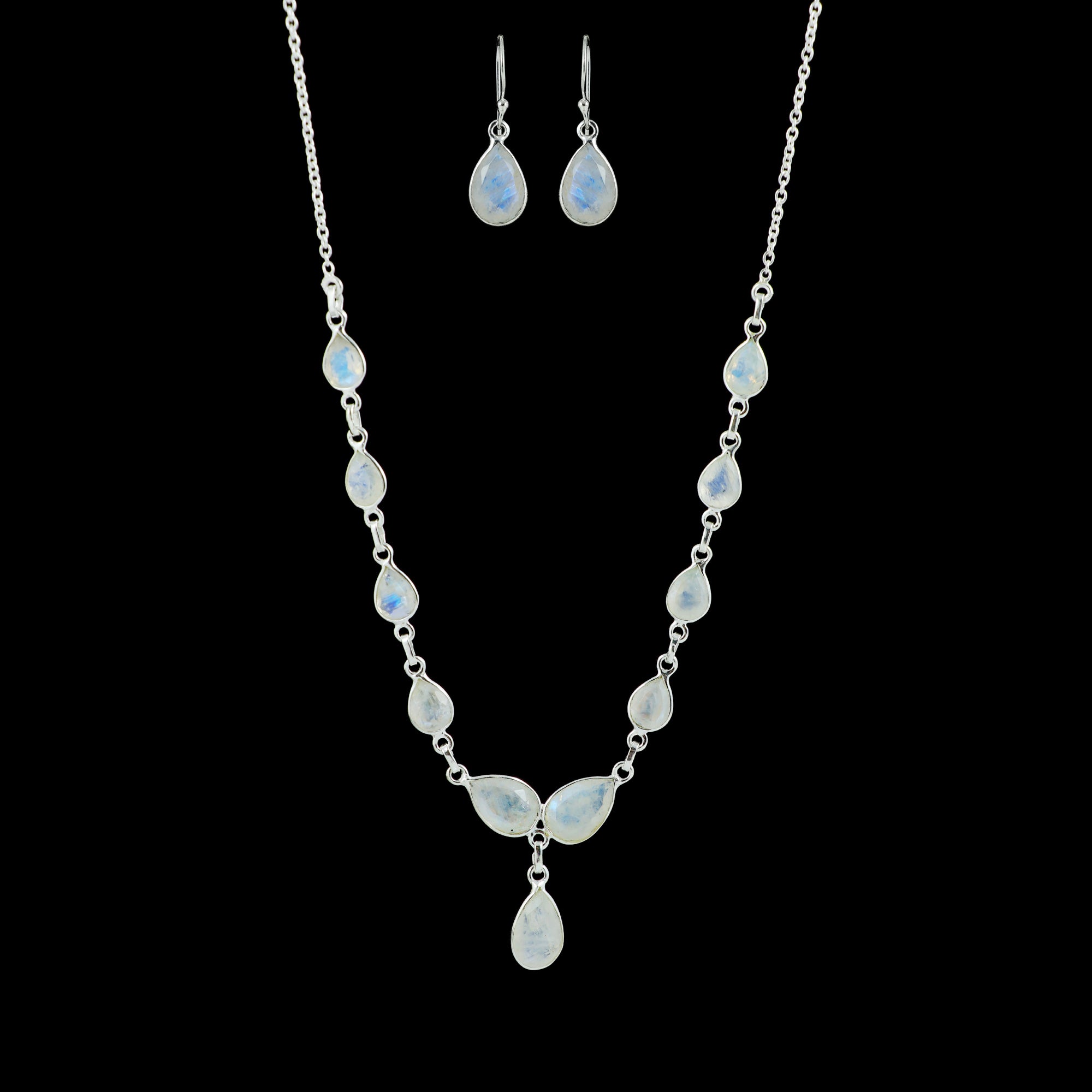 Moonstone Necklace Earring Bracelet Set